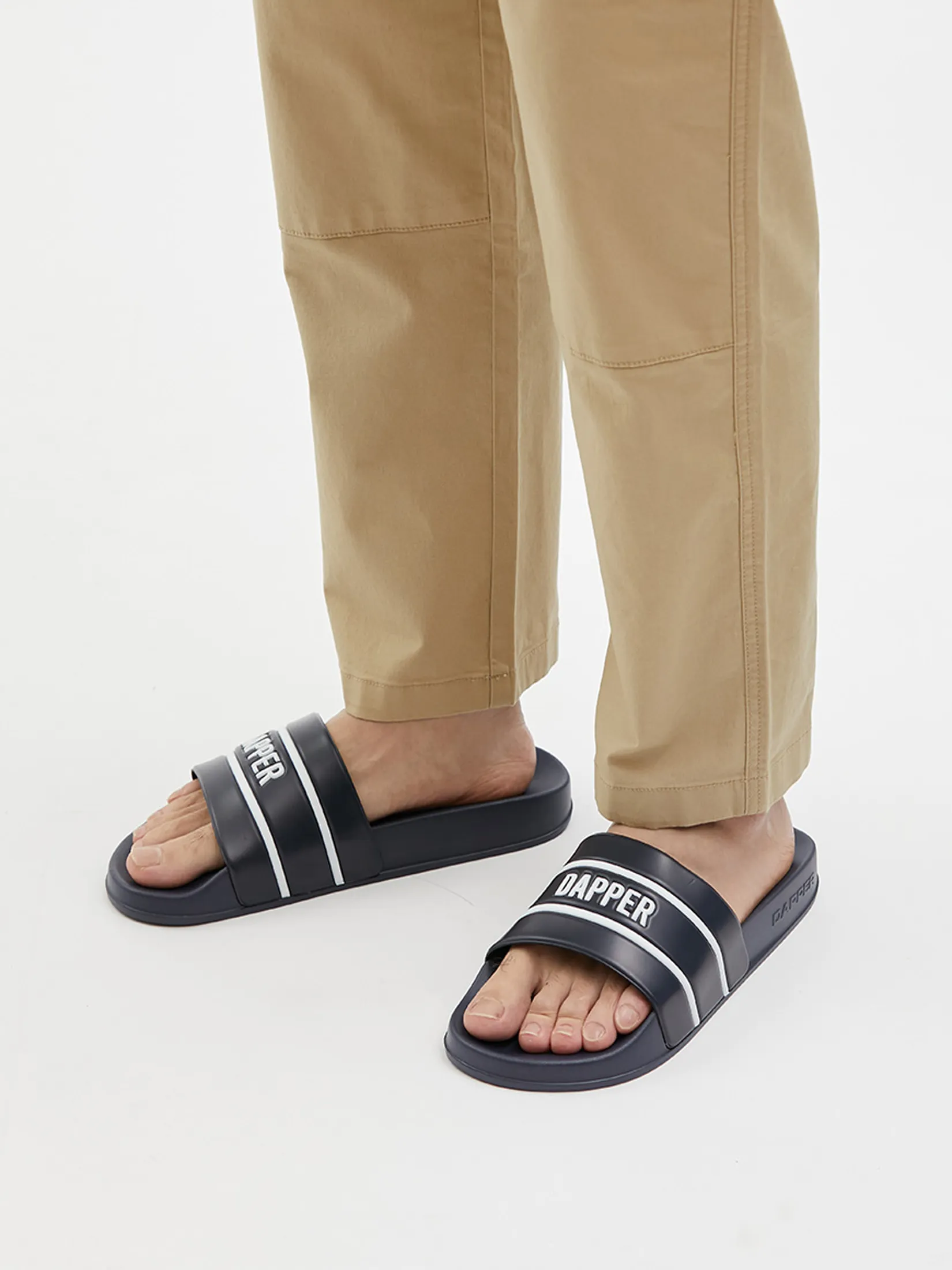 DAPPER Men DAPPER Logo Stamp Pool Slide Sandals Navy