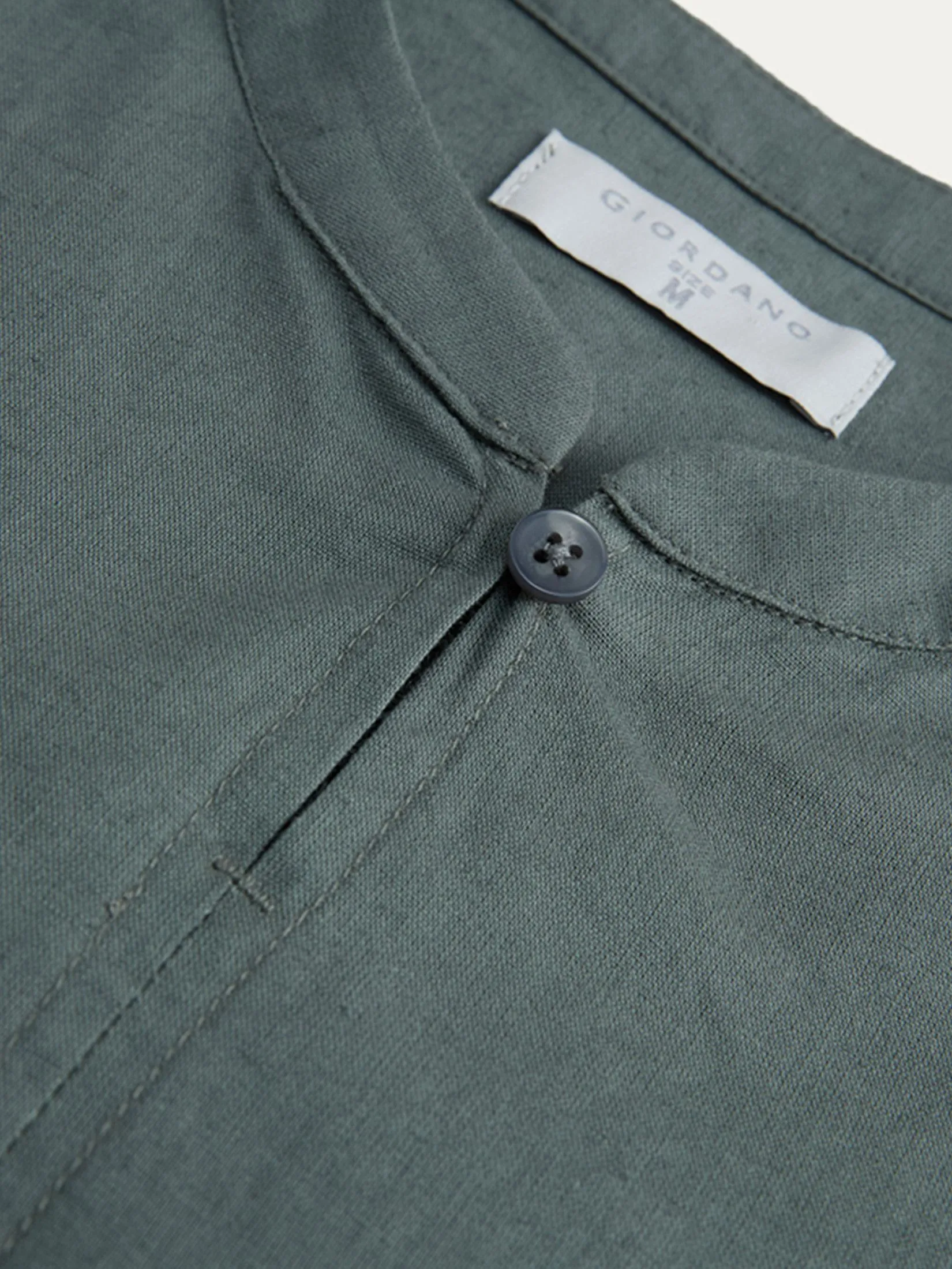 GIORDANO Women's Beau Monde Linen Cotton Pleated Shirt Green