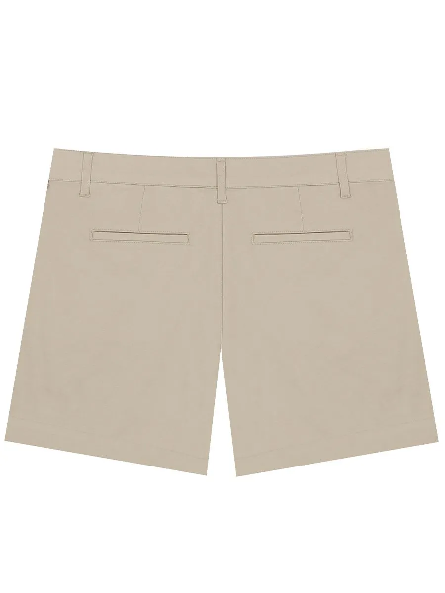 GIORDANO Women's Twill Mid-Rise Slim Fit Pocket Shorts (180 Elastic Waistband) rockery khaki