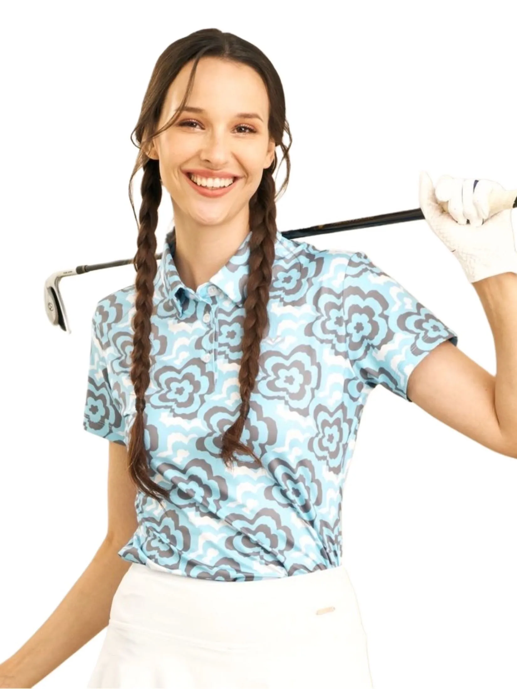 VANESSE Light Blue WOMEN PASTEL FLOWERS POLO (029083)