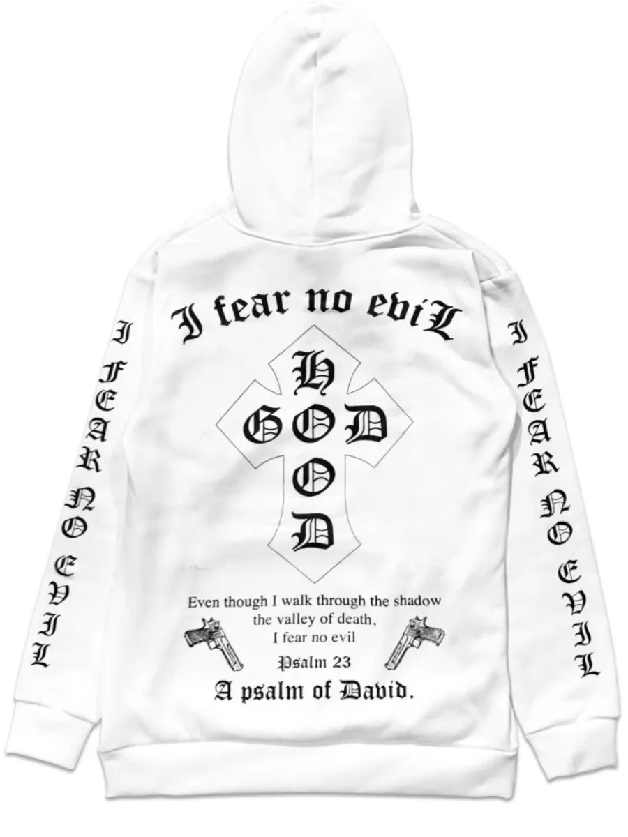 TZ WORLDWIDE Men HOODIE TZ I FEAR NO EVIL White/BLACK