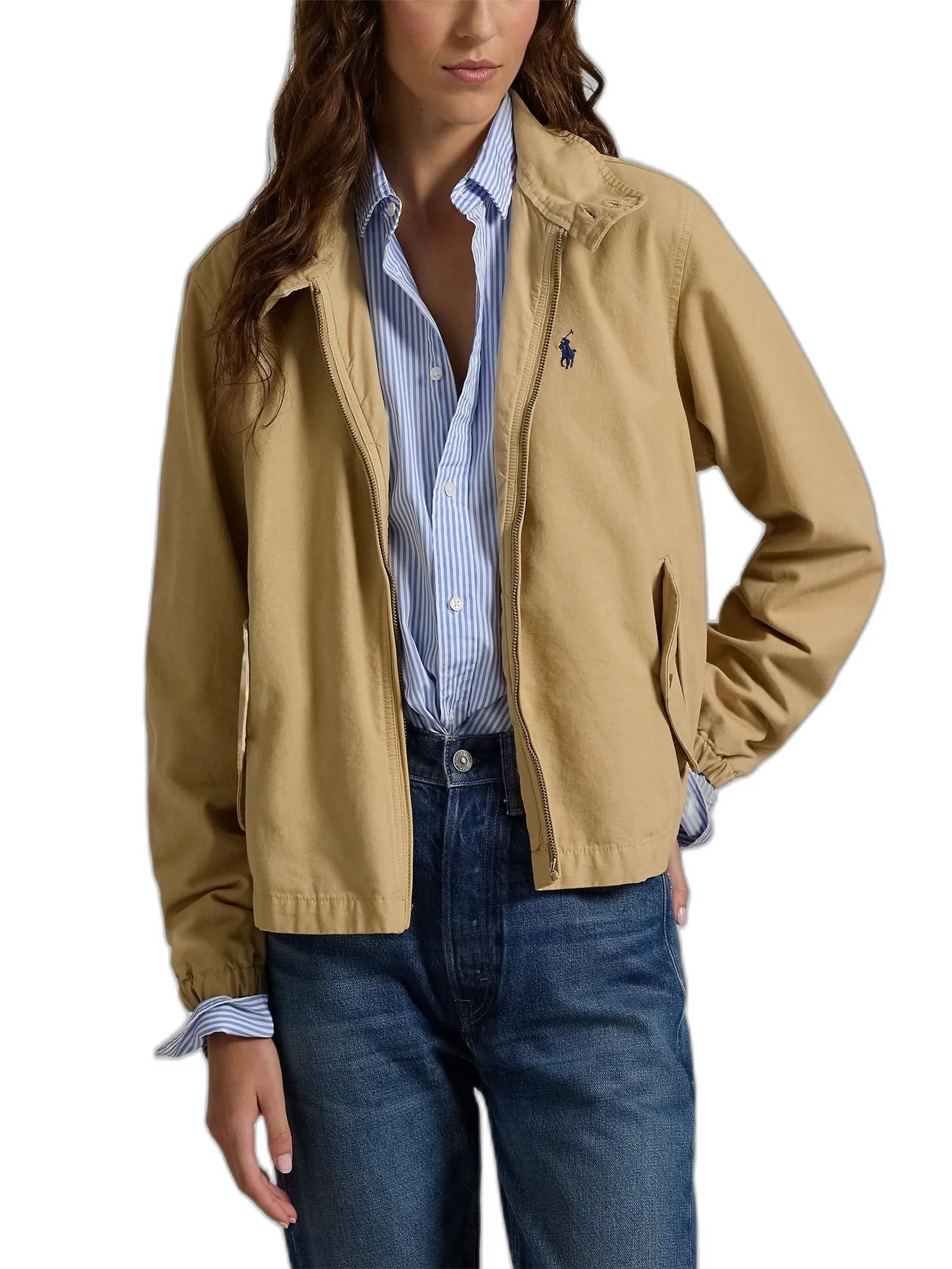 POLO RALPH LAUREN Women Jacket-Cotton Canvas Jacket WMPOOTWN5A20073-Beige/Khaki