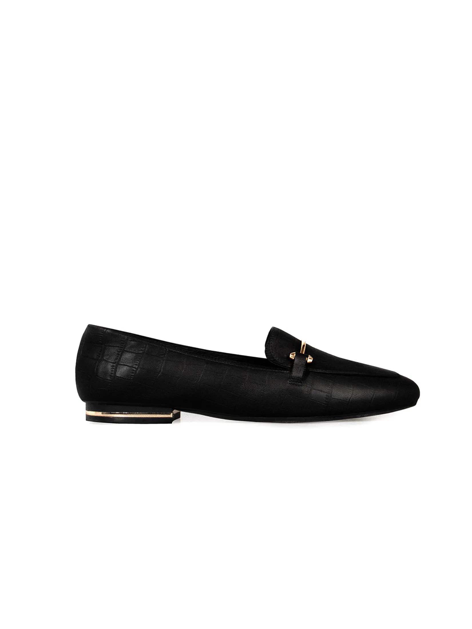 KENNETH COLE WOMEN FLATS ABIGAIL LOAFER / BLACK/CROC