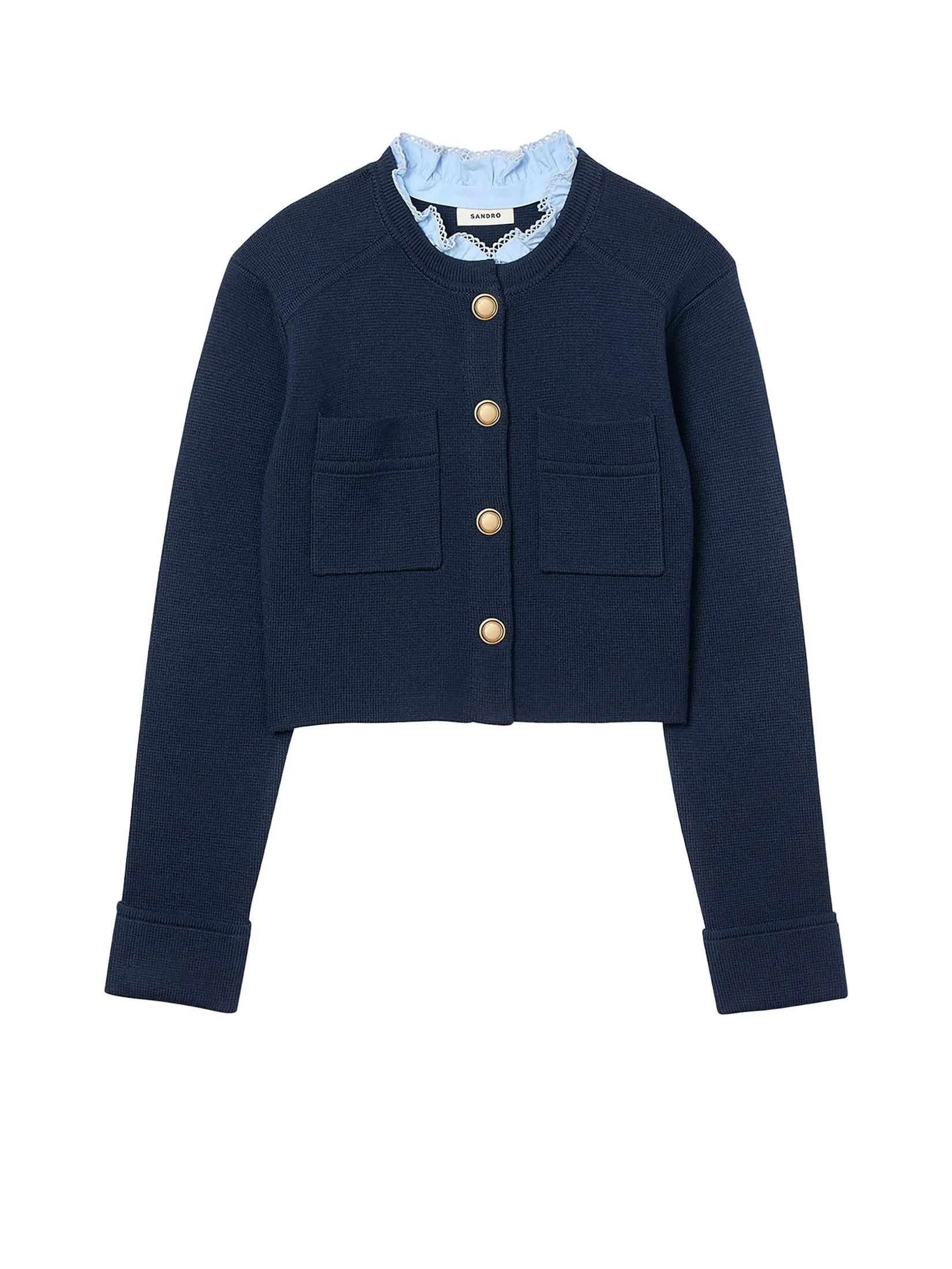 SANDRO Cardigan With Ruffle Collar