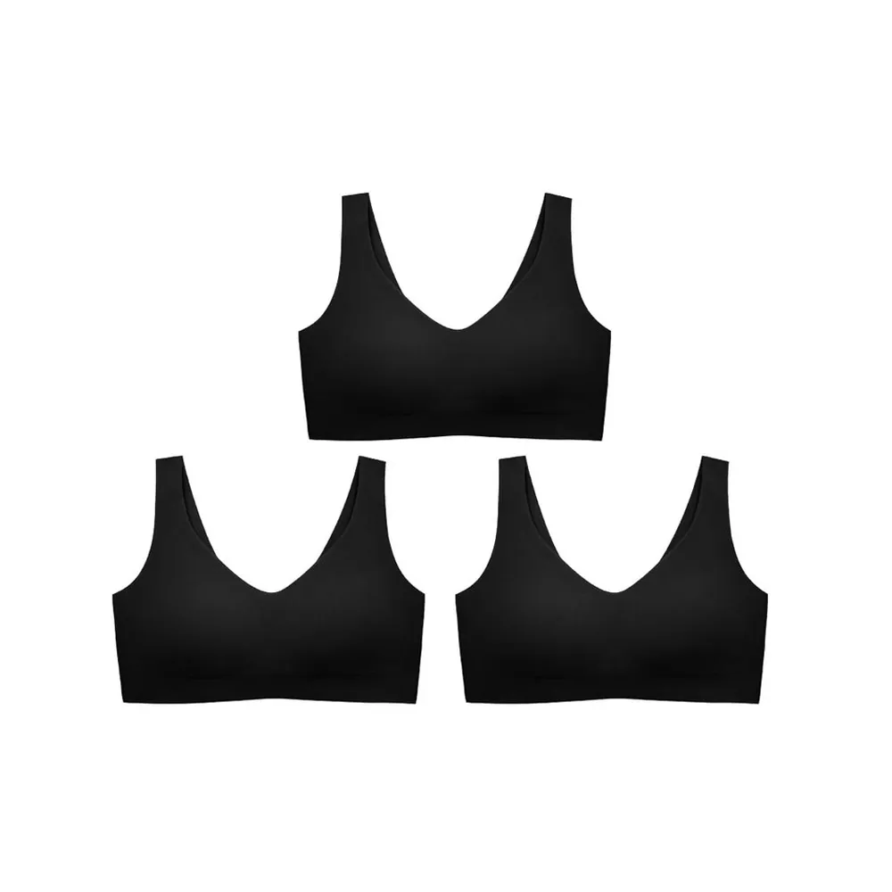 SABINA [3 Pieces] Bra Invisible Wire Seamless Fit Collection Soft Collection SBXK108BK Black
