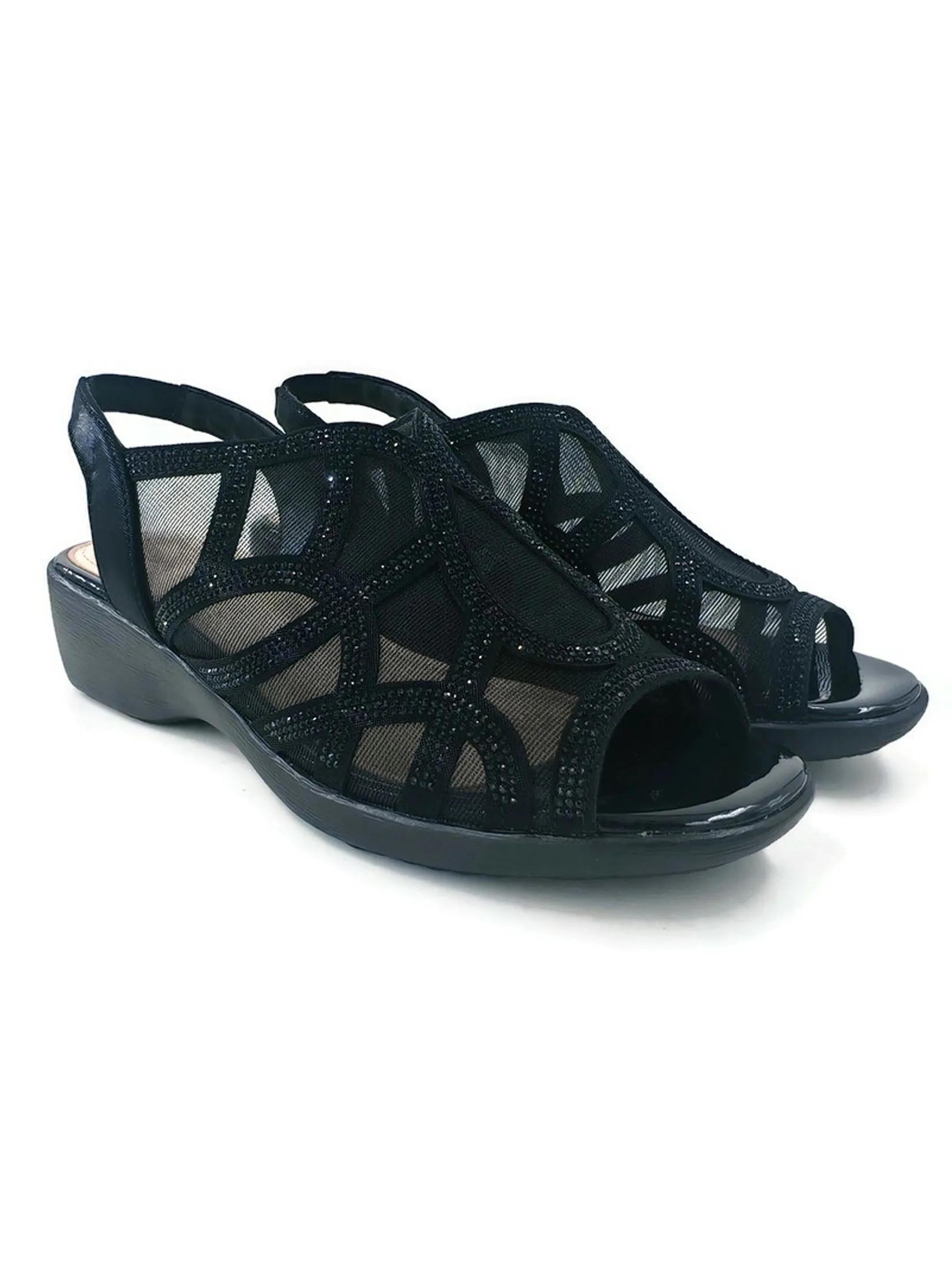 KLIN Woman Wedges Sling-Back Style Black