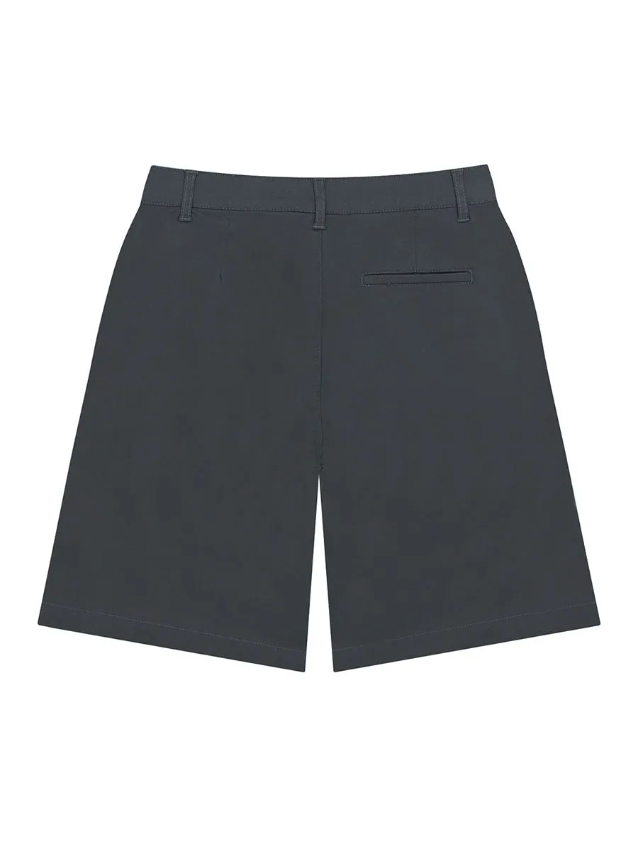 GIORDANO Women's Twill Elastic Shorts (180° Elastic Waistband) Deciduous Green grey