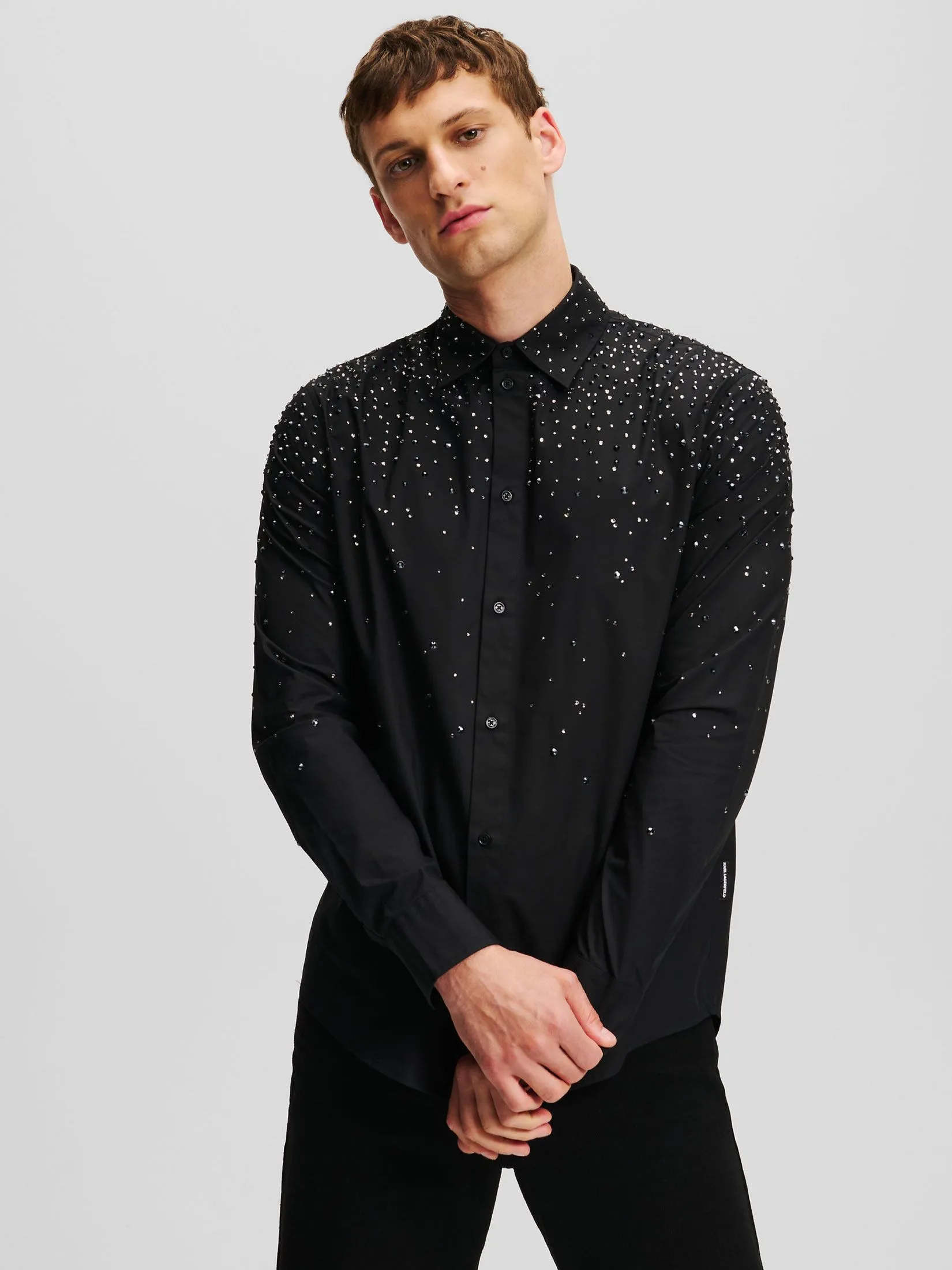 KARL LAGERFELD RHINESTONE DEGRADE SHIRT BLACK