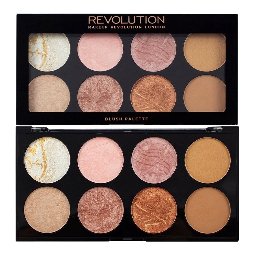 Makeup Revolution Ultra Blush Palette - Golden Sugar - Golden Sugar ,#edbab6,#c99c99,#cfaa7e,#d8c0a8,#c59e8f,#b9764c,#bb835e