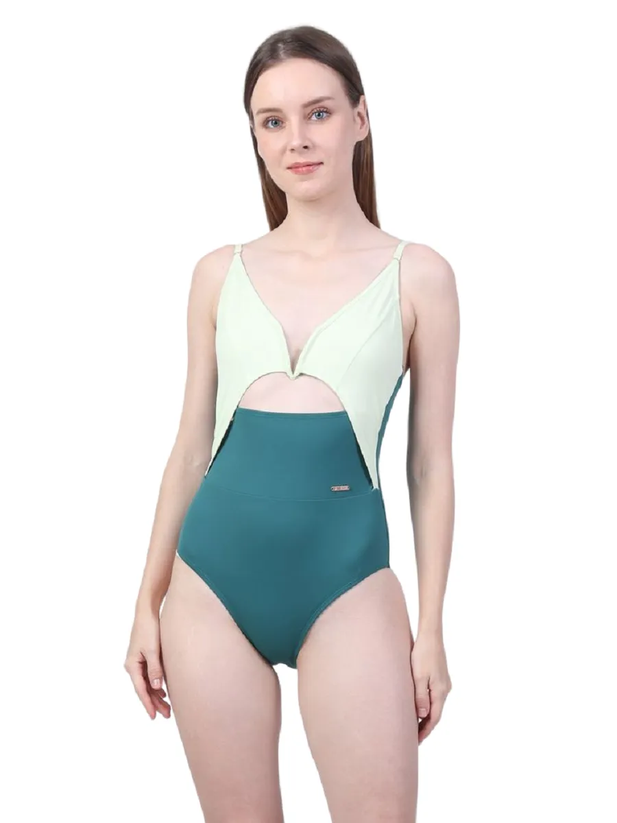 VANESSE WOMEN TWO TONE ONE PIECE SWIMSUIT (029053) Green