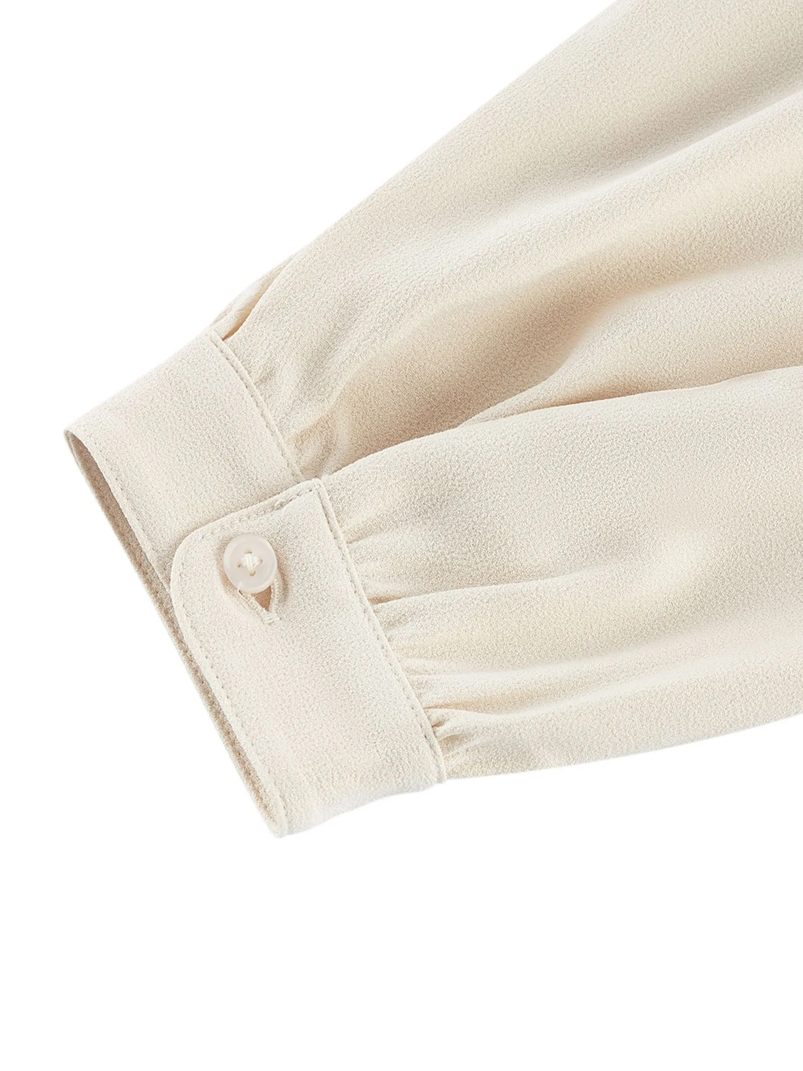 G2000 Women Clothing Crepe Volume Stand Collar Long Sleeve Blouse Loose Fit - Beige