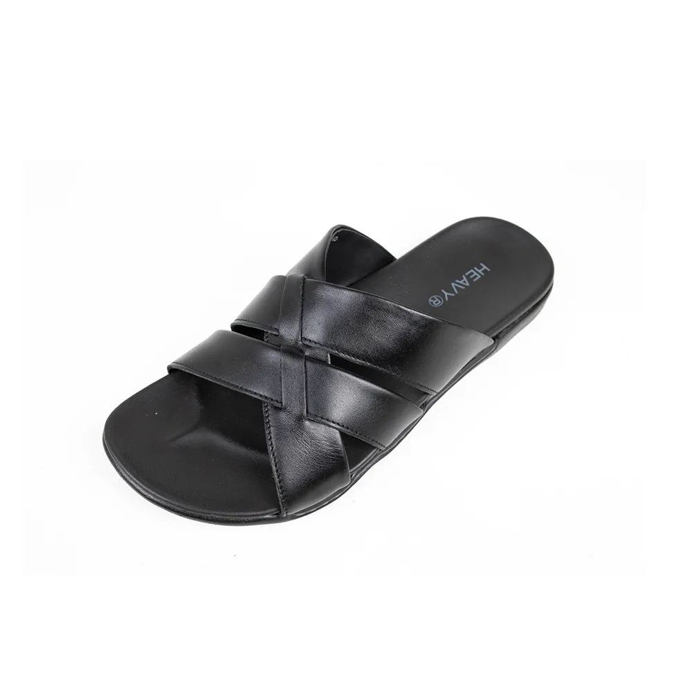 HEAVY Black Leather Sandals VS9102
