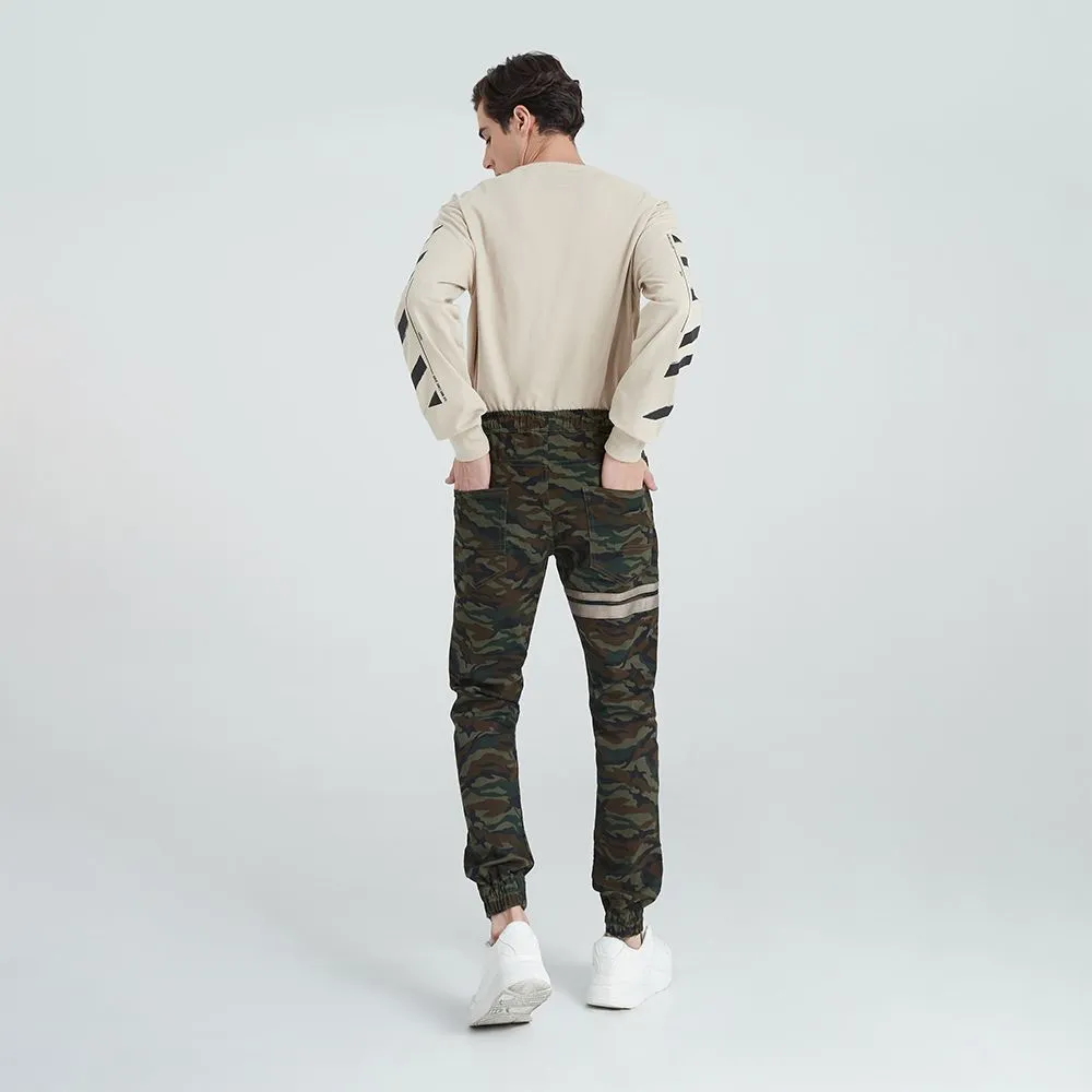 DAVIE JONES GREEN ELASTICATED CAMO JOGGER GP0023GR