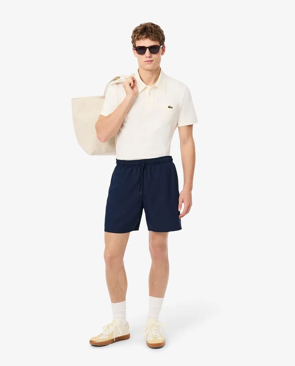 LACOSTE Mid Length Monochrome Swim Trunks Blue