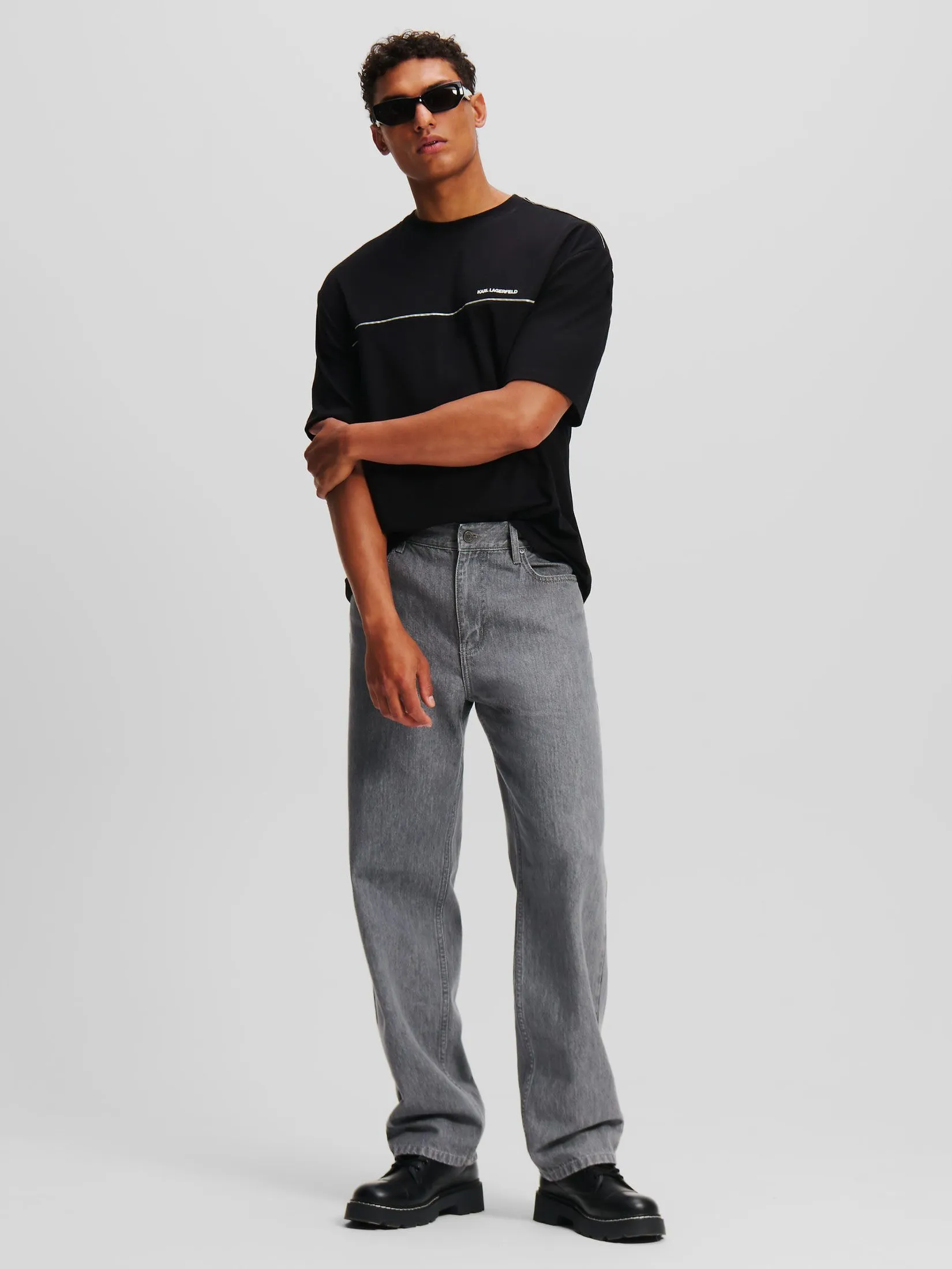 KARL LAGERFELD RSG WASHED DENIM PANTS WASHED WET WEATHER GREY