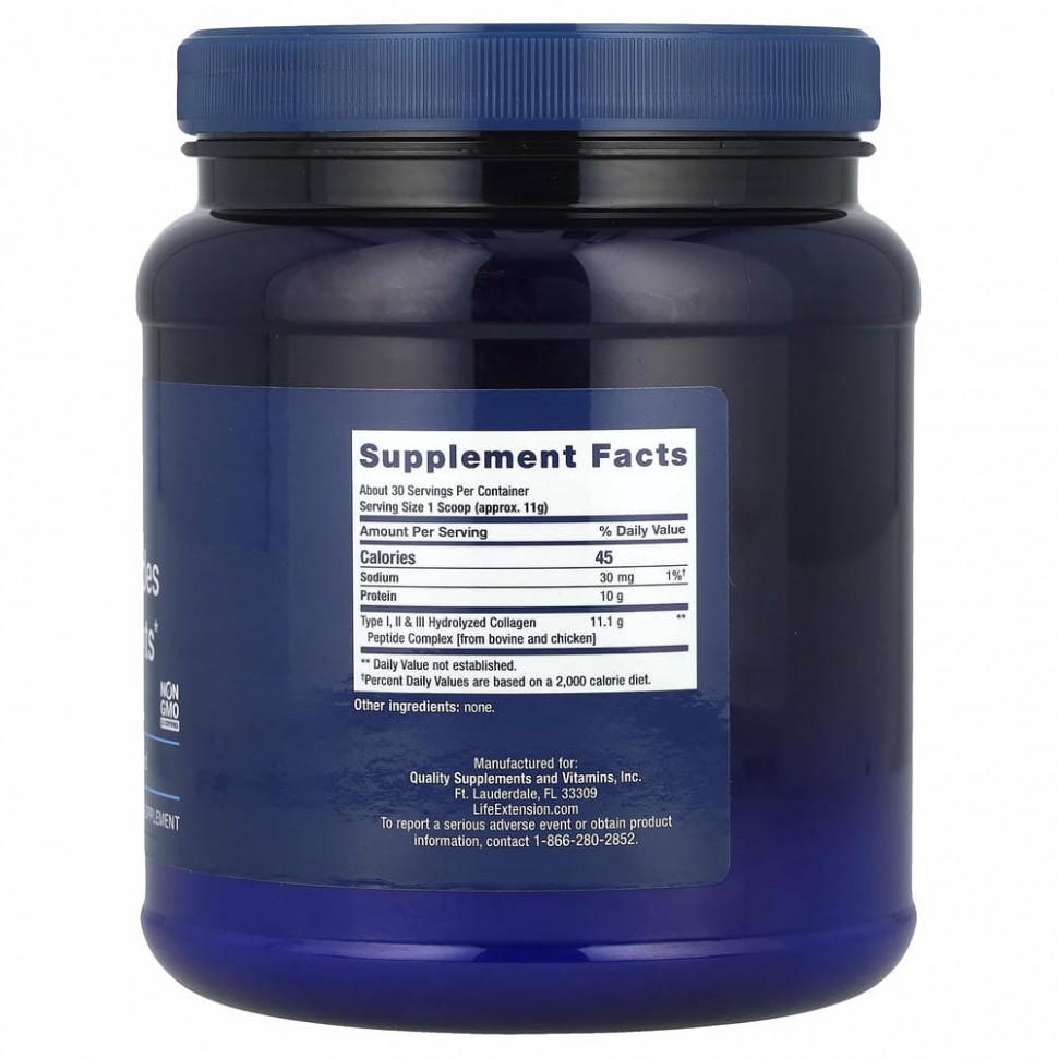 Life Extension, Collagen Peptides For Skin & Joints, смесь мультиколлагеновых пептидов, 343 г (12 унций)