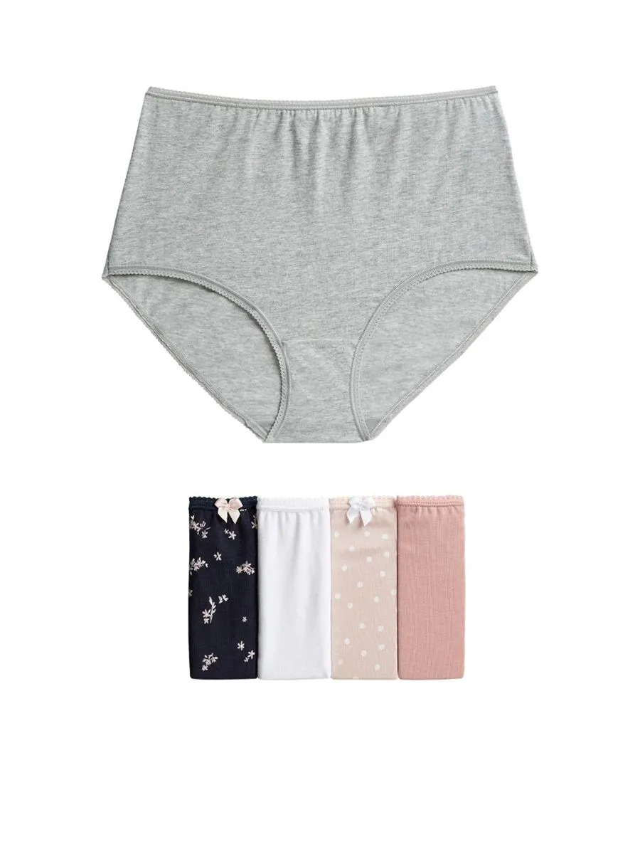 MARKS & SPENCER Women Full Briefs Cotton Rich Lycra 5pk Multi-Color