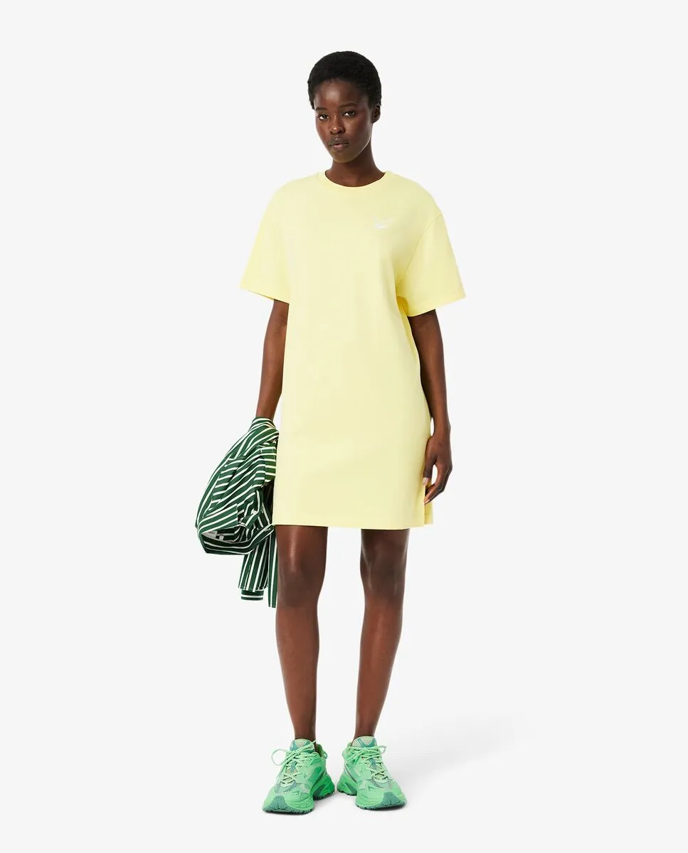 LACOSTE Oversized Branded Jersey T-Shirt Dress Yellow