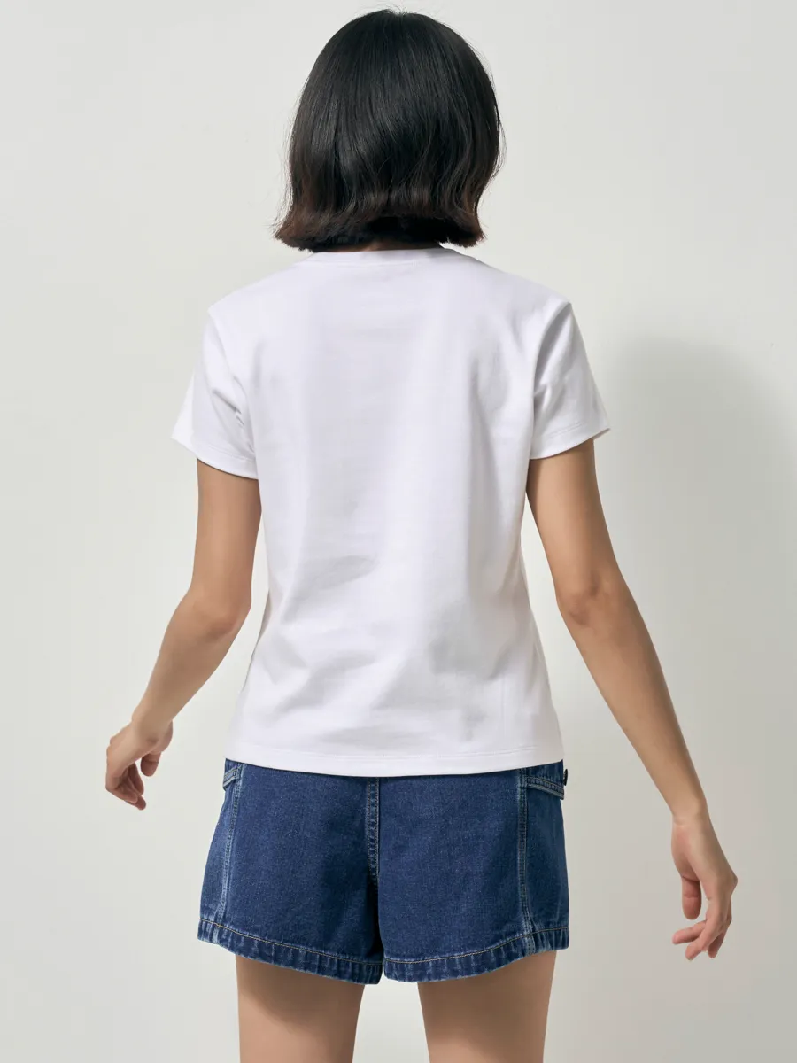 LEE Women s Tee Short Sleeve Lee Pink Collection Regular Fit White