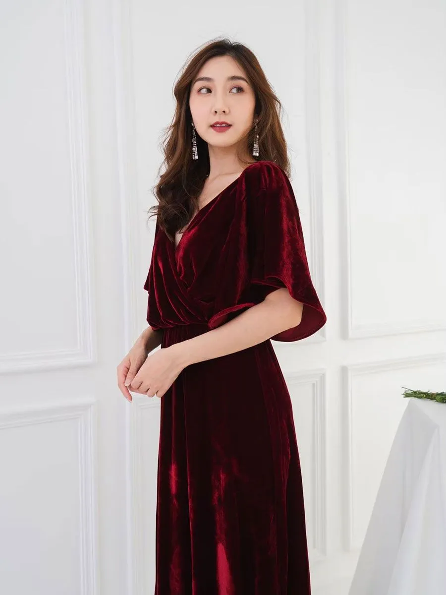 ROSE THE LABEL Kimono Velvet Dress  Red