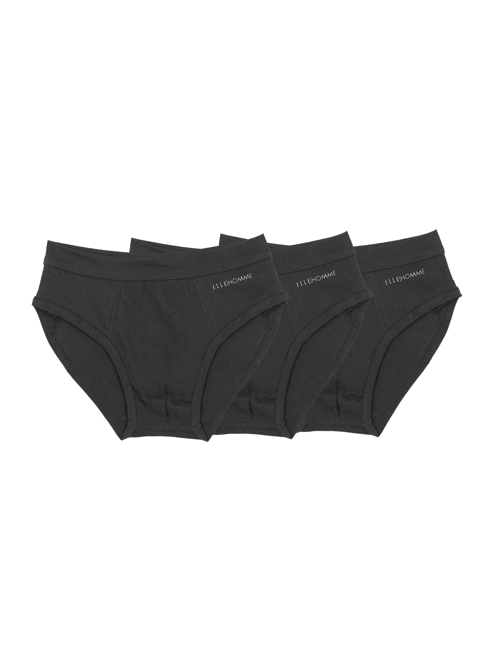 ELLE HOMME Men's underwear BRIEF style 100% COTTON KUF9999 ( 1 Pack/ 3 Pcs. ) - Black