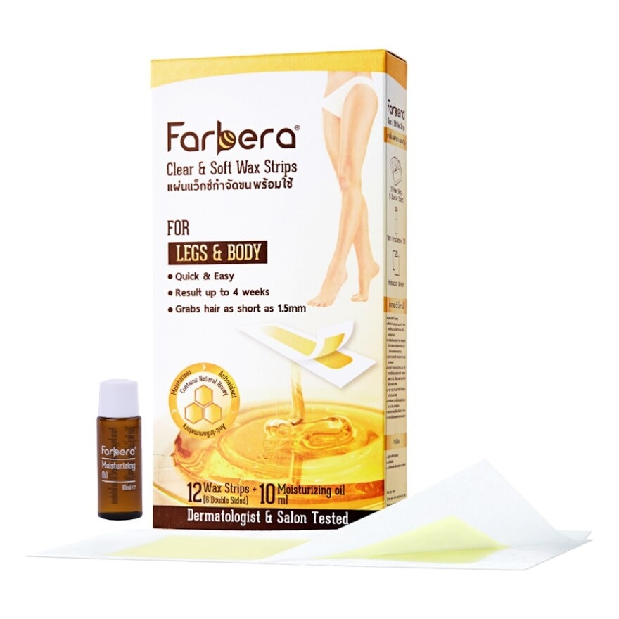 Farbera Clear  Soft Wax Strips (For Legs  Body) 12 Sheets