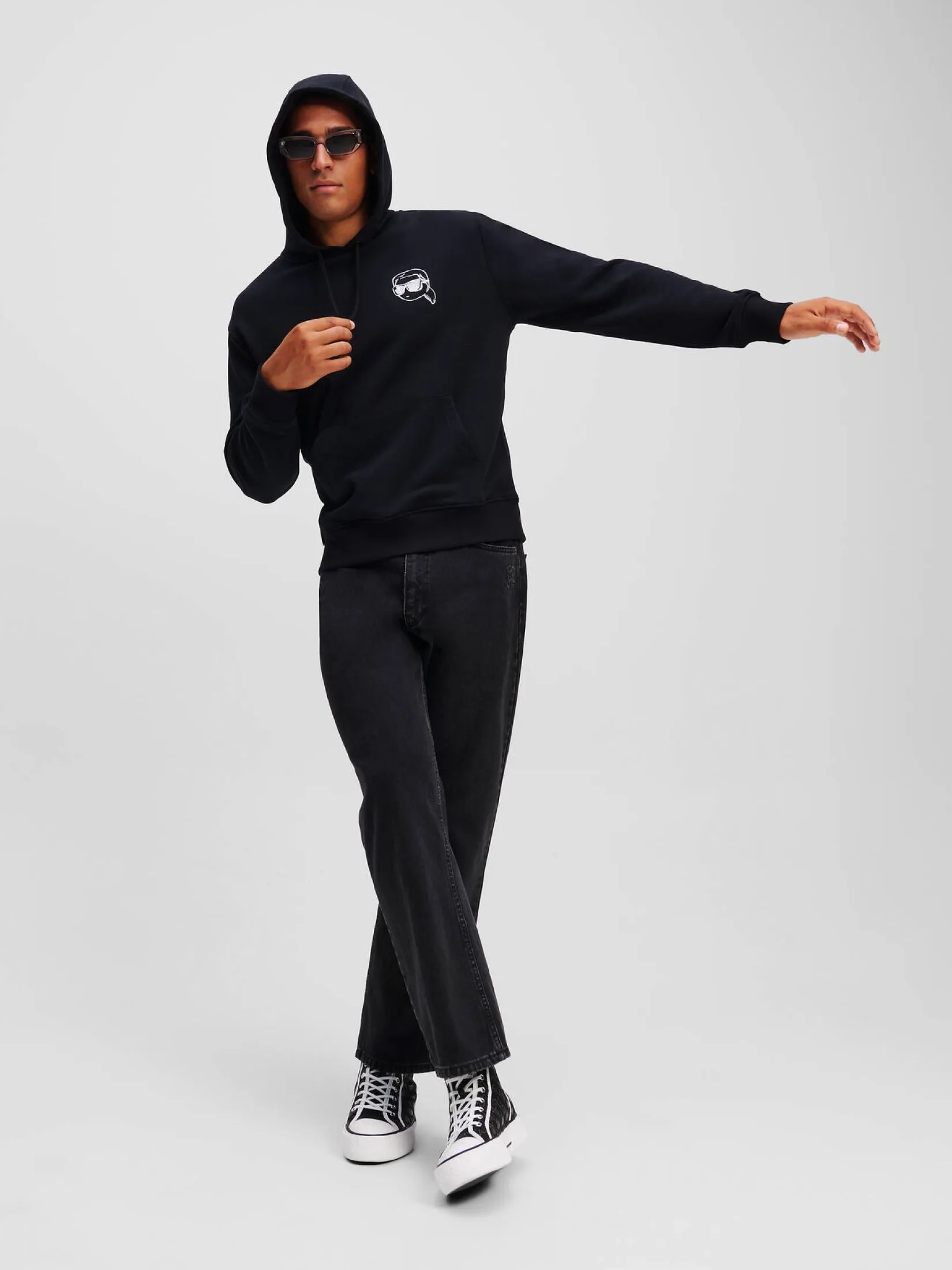 KARL LAGERFELD RTW-1 BIG IKON HOODIE BLACK