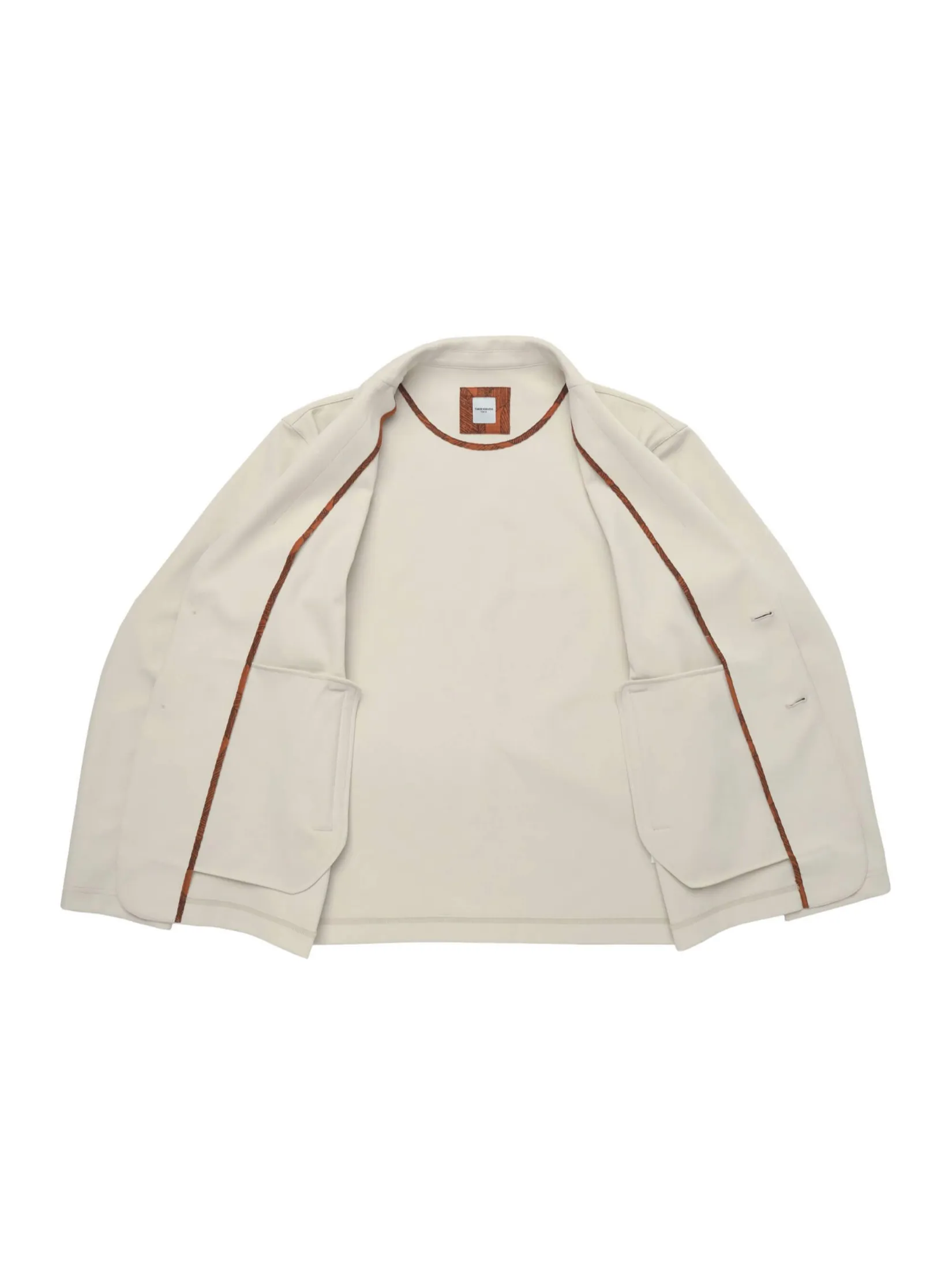 TAKEO KIKUCHI MEN BEIGE GEORGETTE SHAWL CARDIGAN