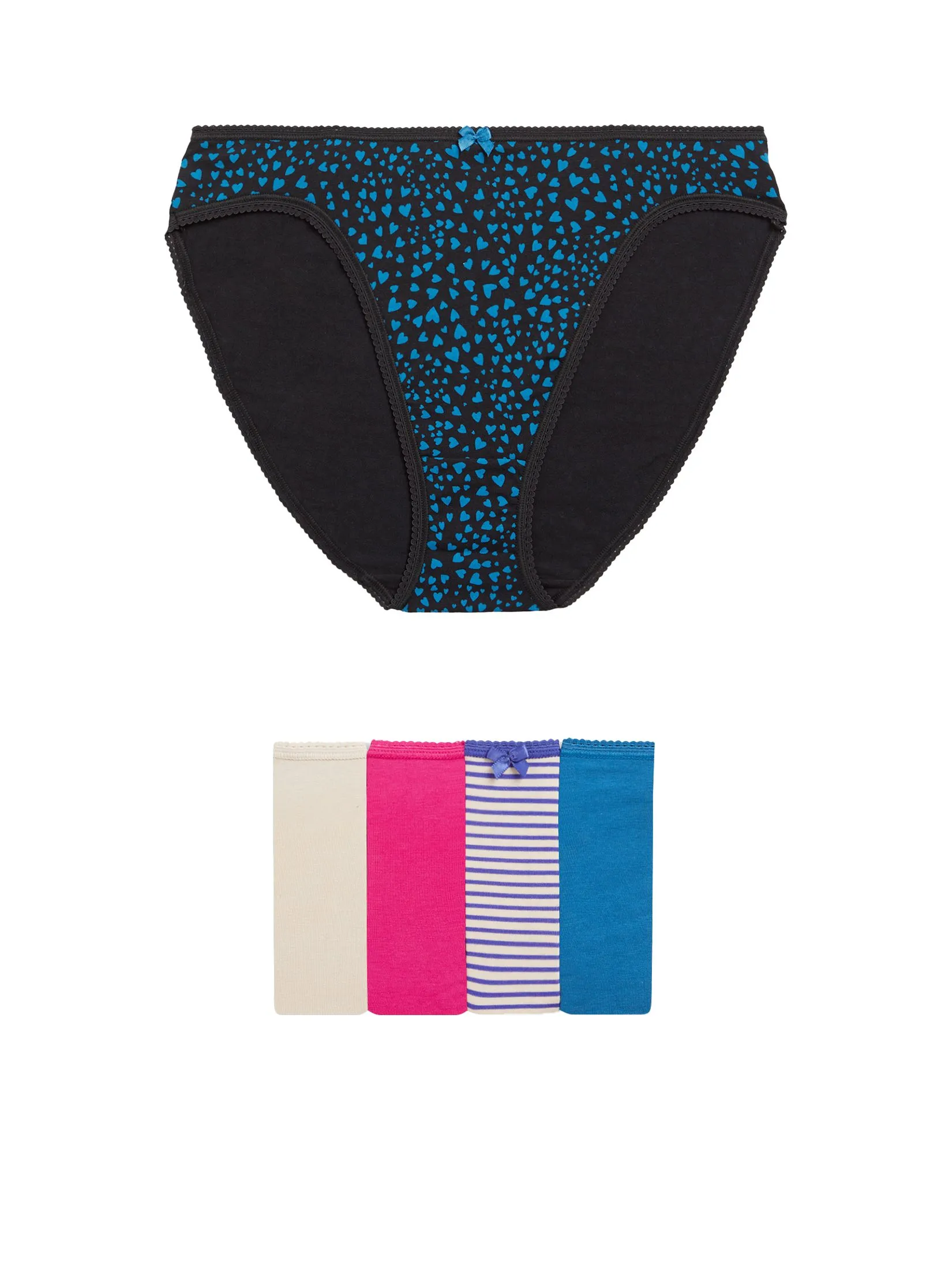 MARKS & SPENCER Women High Leg Knickers Cotton Lycra 5 Pk Multi-Color