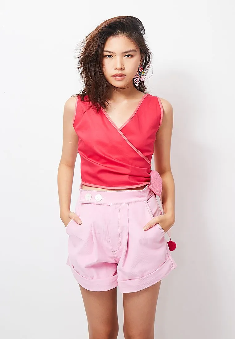 QOYA Pink CARPENTER SHORTS  (เอี๊ยมกางเกงขาสั้น สีชมพู )