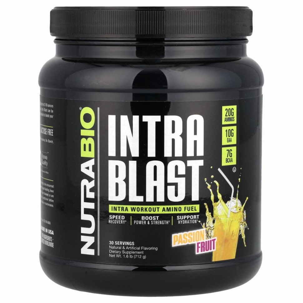 NutraBio Labs, Intra Blast, топливо для мышц во время тренировки, маракуйя, 718 г (1,6 фунта)