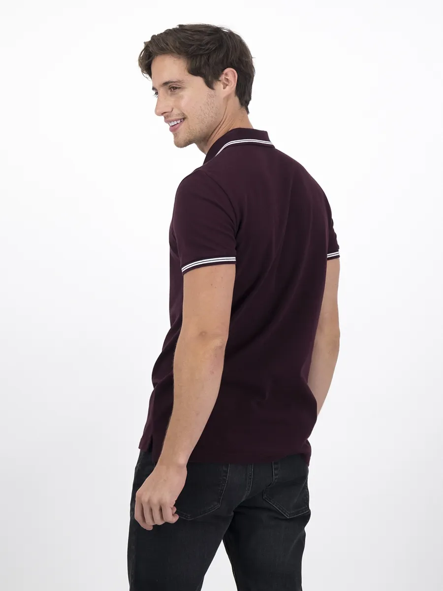 AMERICAN EAGLE MEN P-PIQUE SLIM TIPPING SOLIDS-INTL 613 BURGUNDY