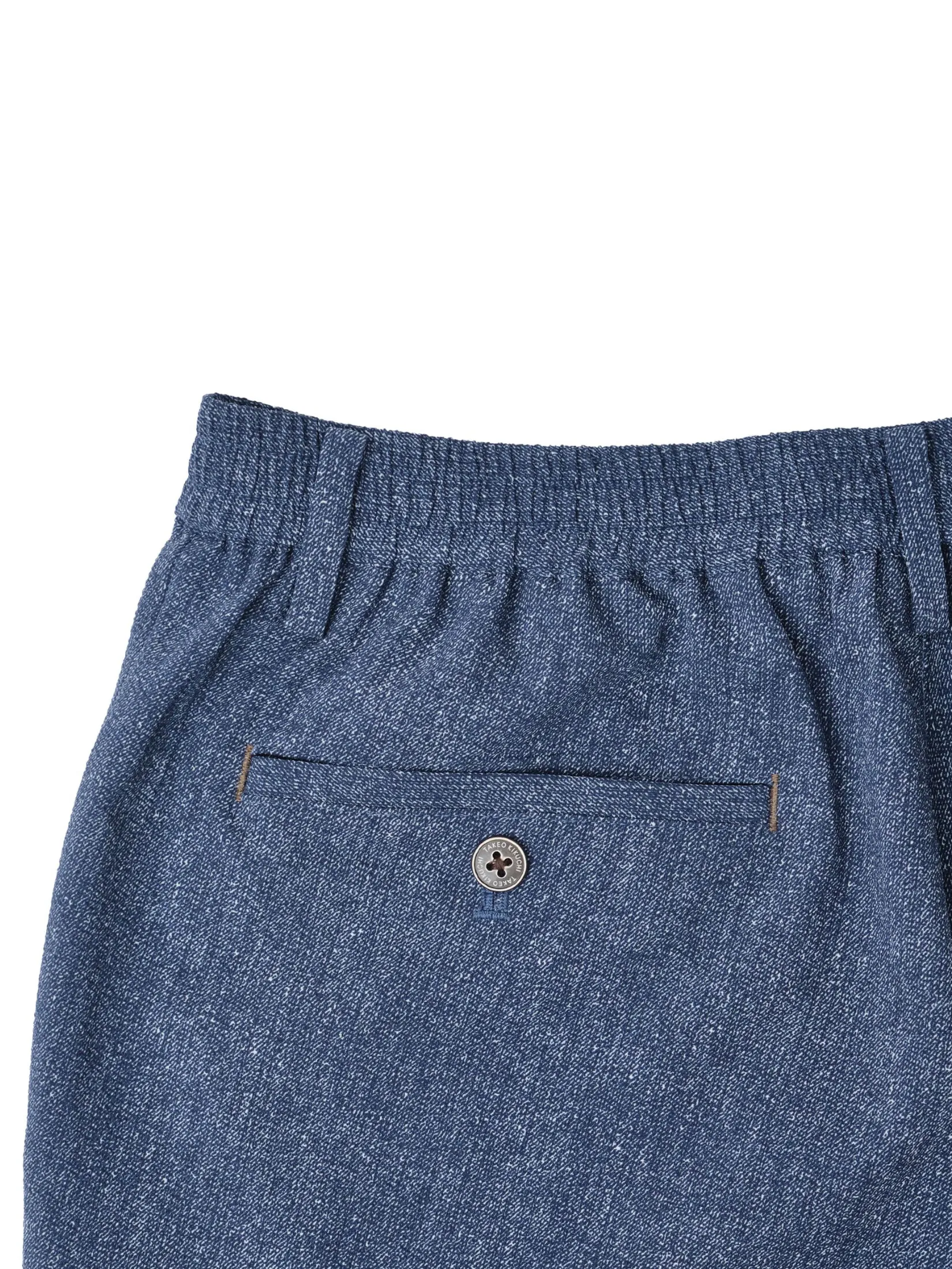 TAKEO KIKUCHI MEN NAVY 2WAY STRETCH SUCKER PRINT EASY PANTS