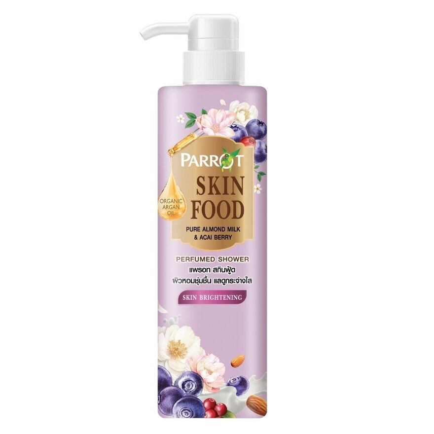 Parrot Shower Cream Skinfood Pure Almond Milk  Acaii Berry 400 Ml. - Light purple