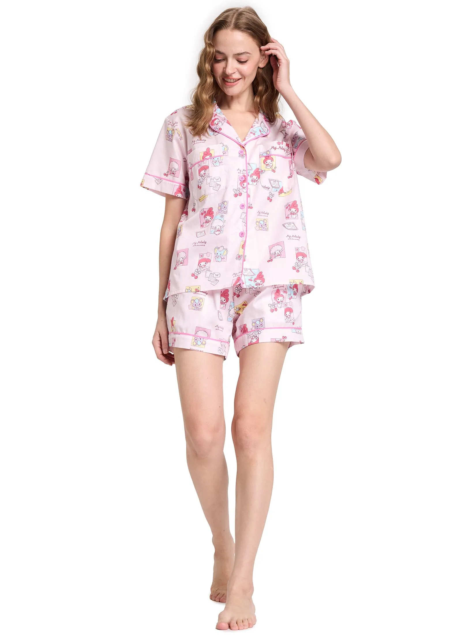 SANRIO Women Pyjamas Shirt Short Sleeves + Shorts 50th Sweet Memories My Melody Pink