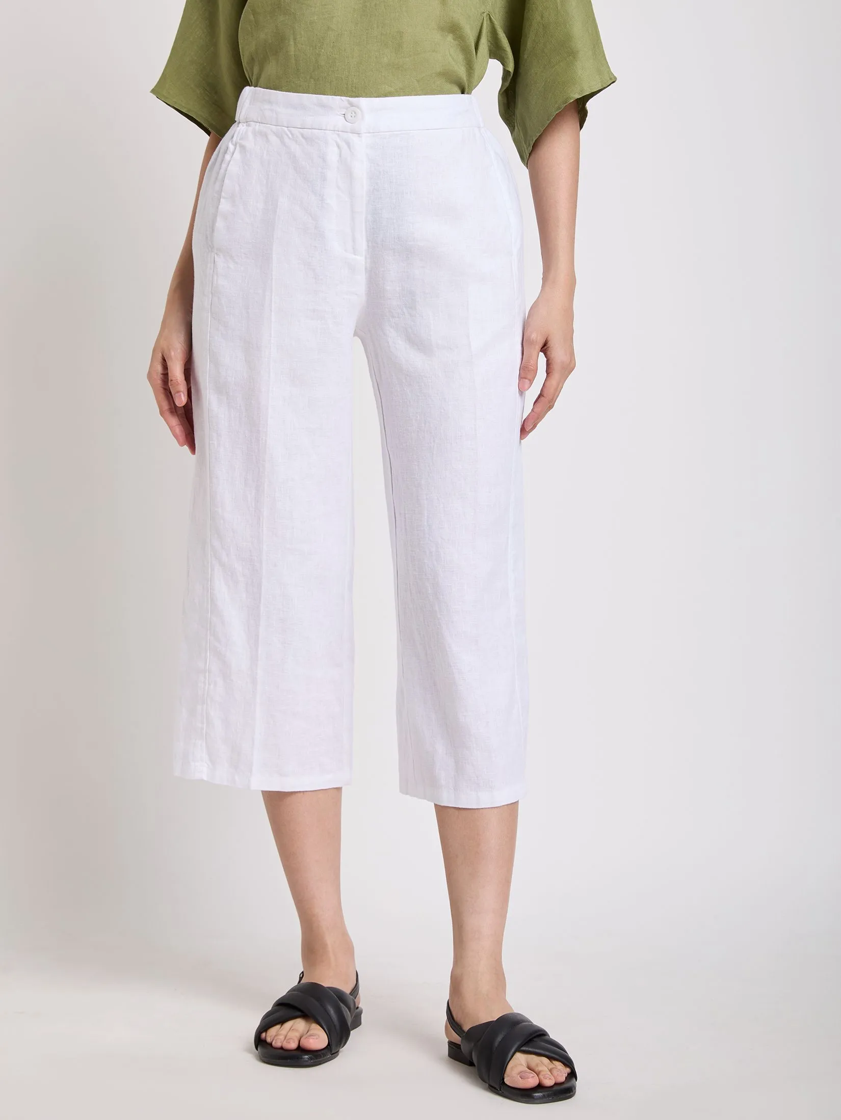 SIMPLICITY Women Pants Crop Linen