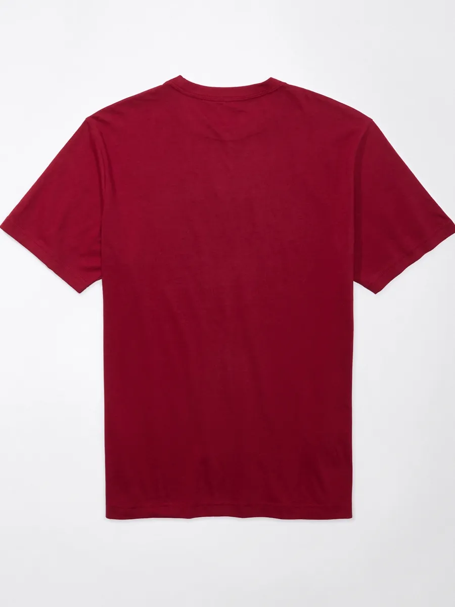 AMERICAN EAGLE MEN G SS CORE BRAND SET IN TEE- PC DYE + SERIOUSLY SOFT WASH 600 RED