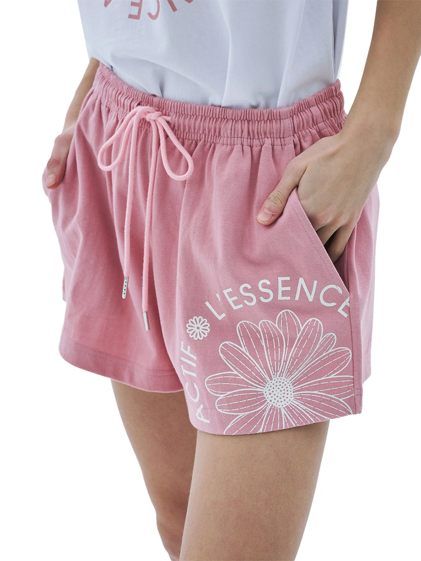 MARDI MERCREDI ACTIF Cotton Shorts Actif Emblem Pink Ivory F