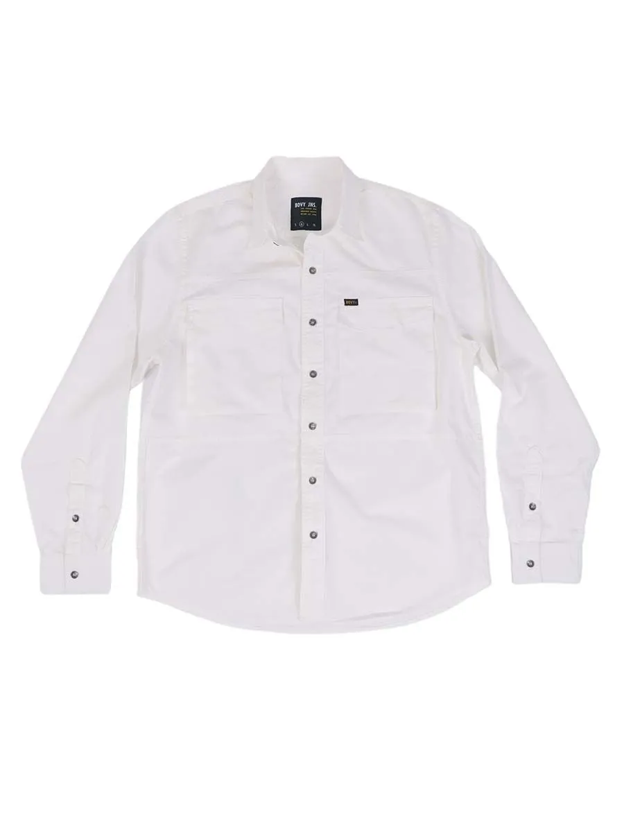 BOVY MEN'S OXFORD SHIRT SLEEVED WHITE COTTON TWILL