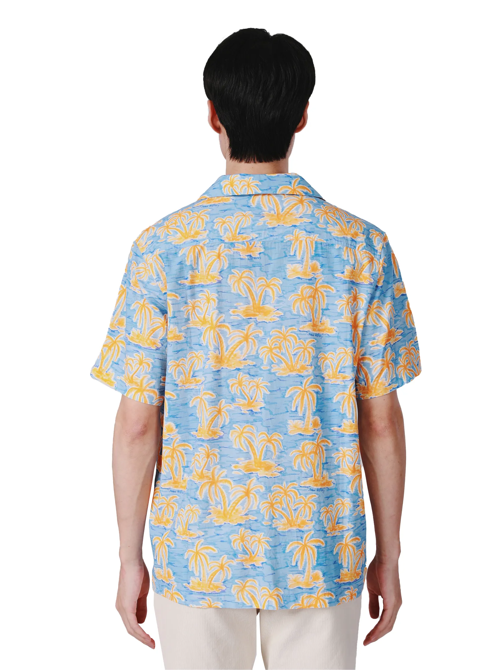 JOHN HENRY Men s Short Sleeves Hawaii Shirts (Relaxed Fit) SONGKRAN FESTIVAL Orange