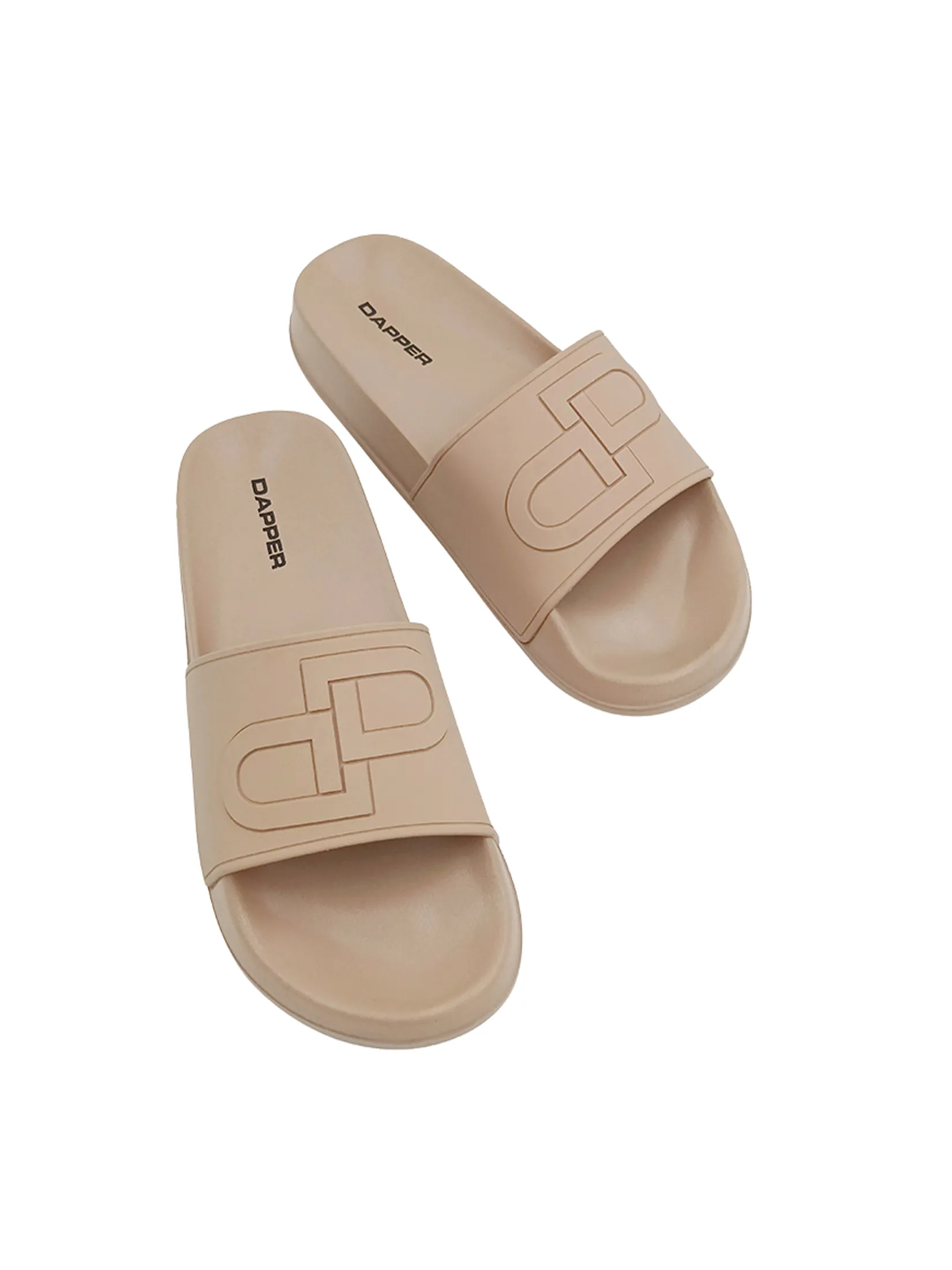 DAPPER DAPPER DP Icon Embossed Pool Slide Sandals Beige