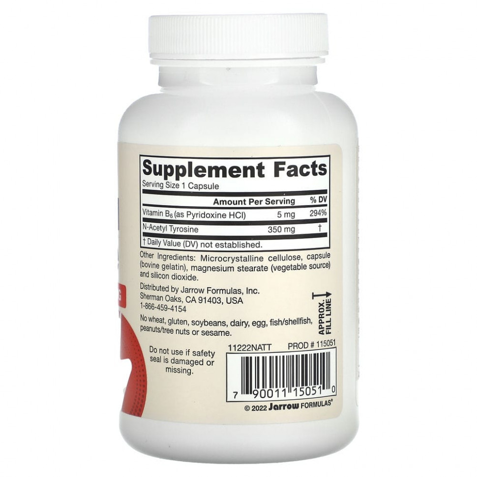Jarrow Formulas, N-ацетил тирозин, 350 мг, 120 капсул