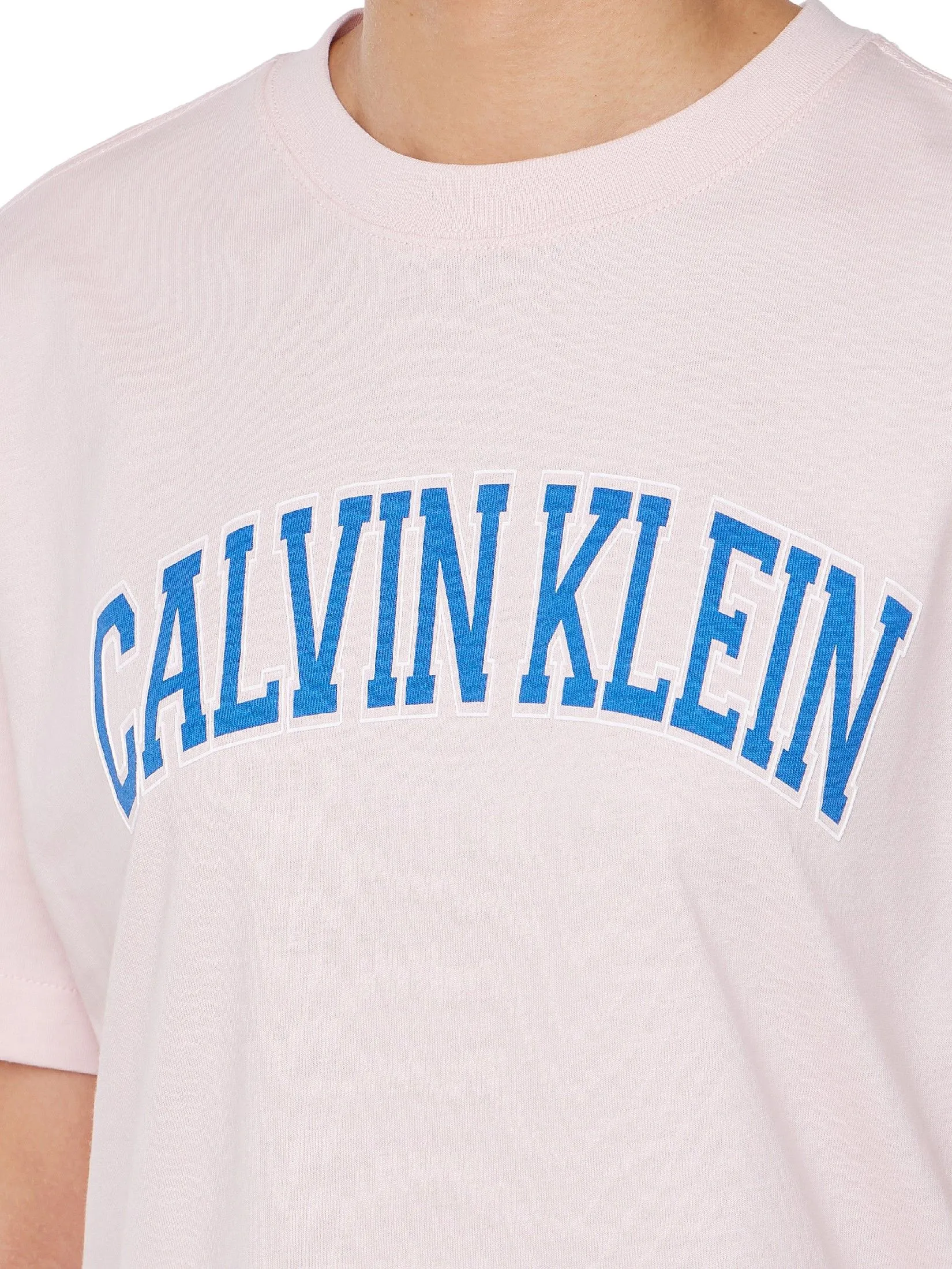 CALVIN KLEIN Women's Boxy Calvin Klein Varsity Short Sleeve T-Shirt Pink