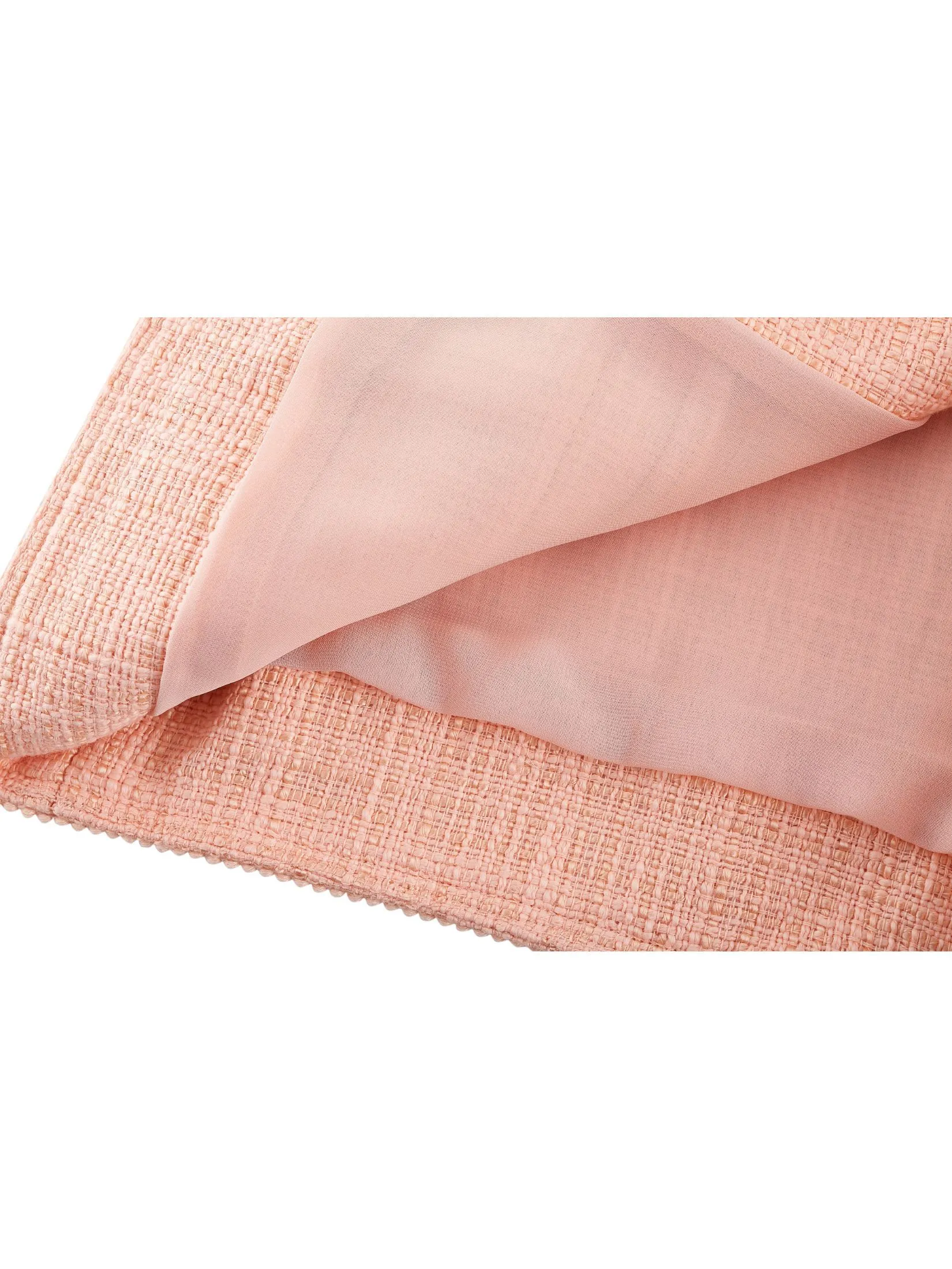 G2000 Women Clothing Cotton Blend Tweed Round Neck Jacket Easy Fit - Pink