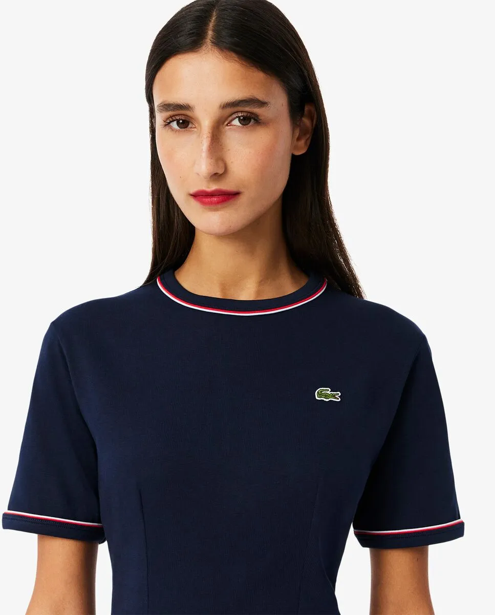 LACOSTE Trim Accent Jersey T-Shirt Dress Blue