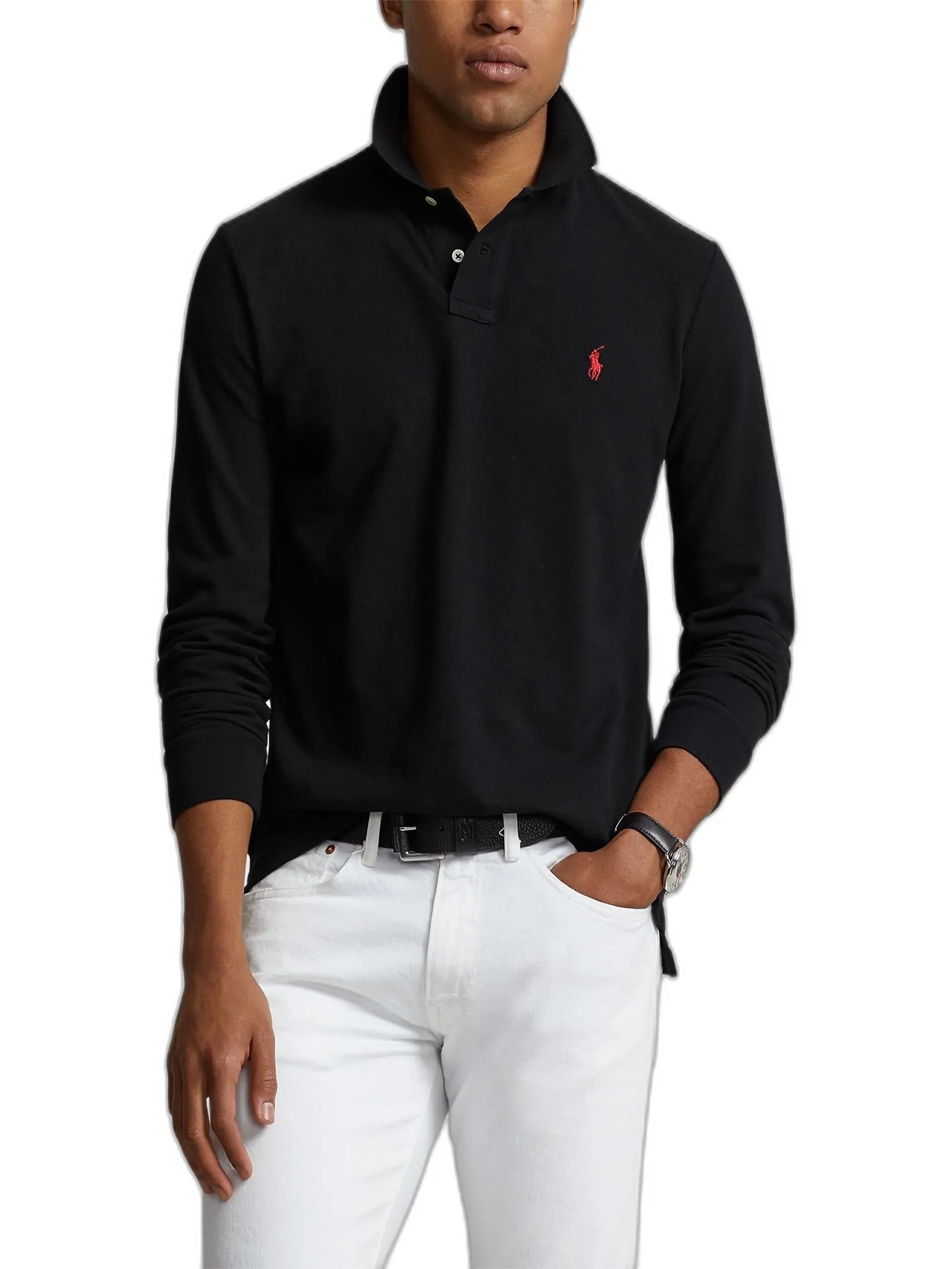 POLO RALPH LAUREN Men Polo-Custom Slim Fit Mesh Polo Shirt MNPOKNI16820362-Black