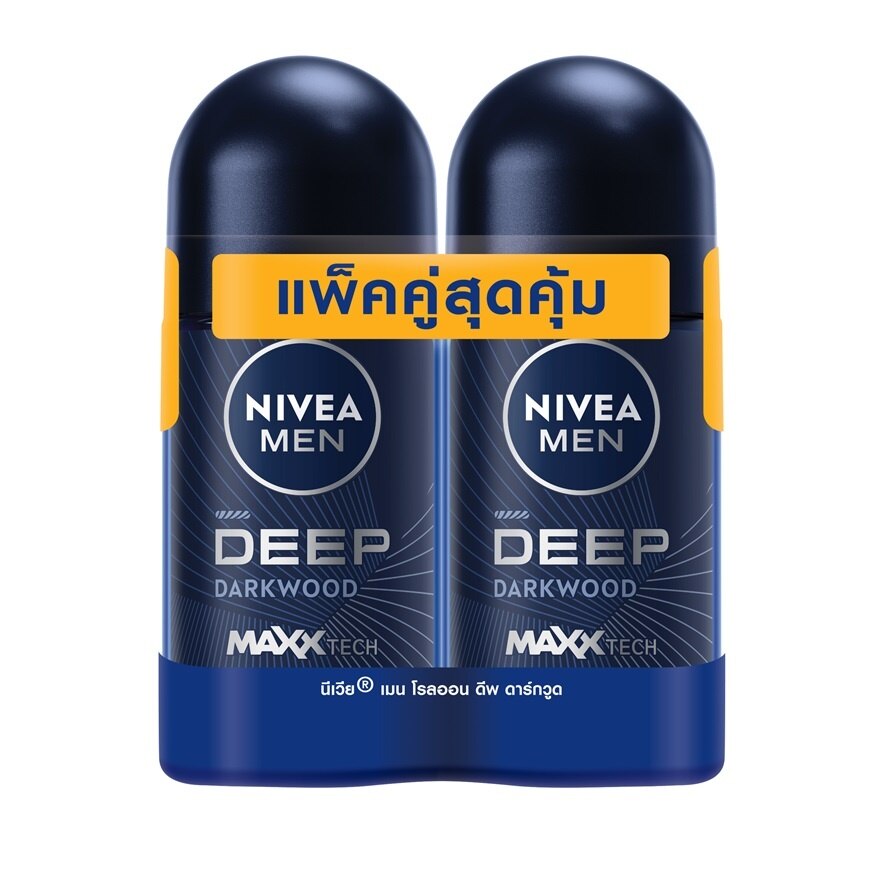 Nivea Men Roll On Deep Darkwood 50 Ml.Twin Pack ผู้ชาย โรลออนลดเหงื่อ ระงับกลิ่นกาย