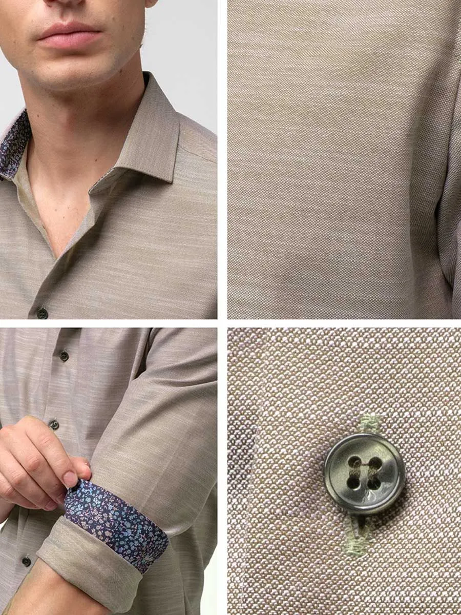 OLYMP MEN SHIRT LONG SLEEVES BODY  FIT BROWN