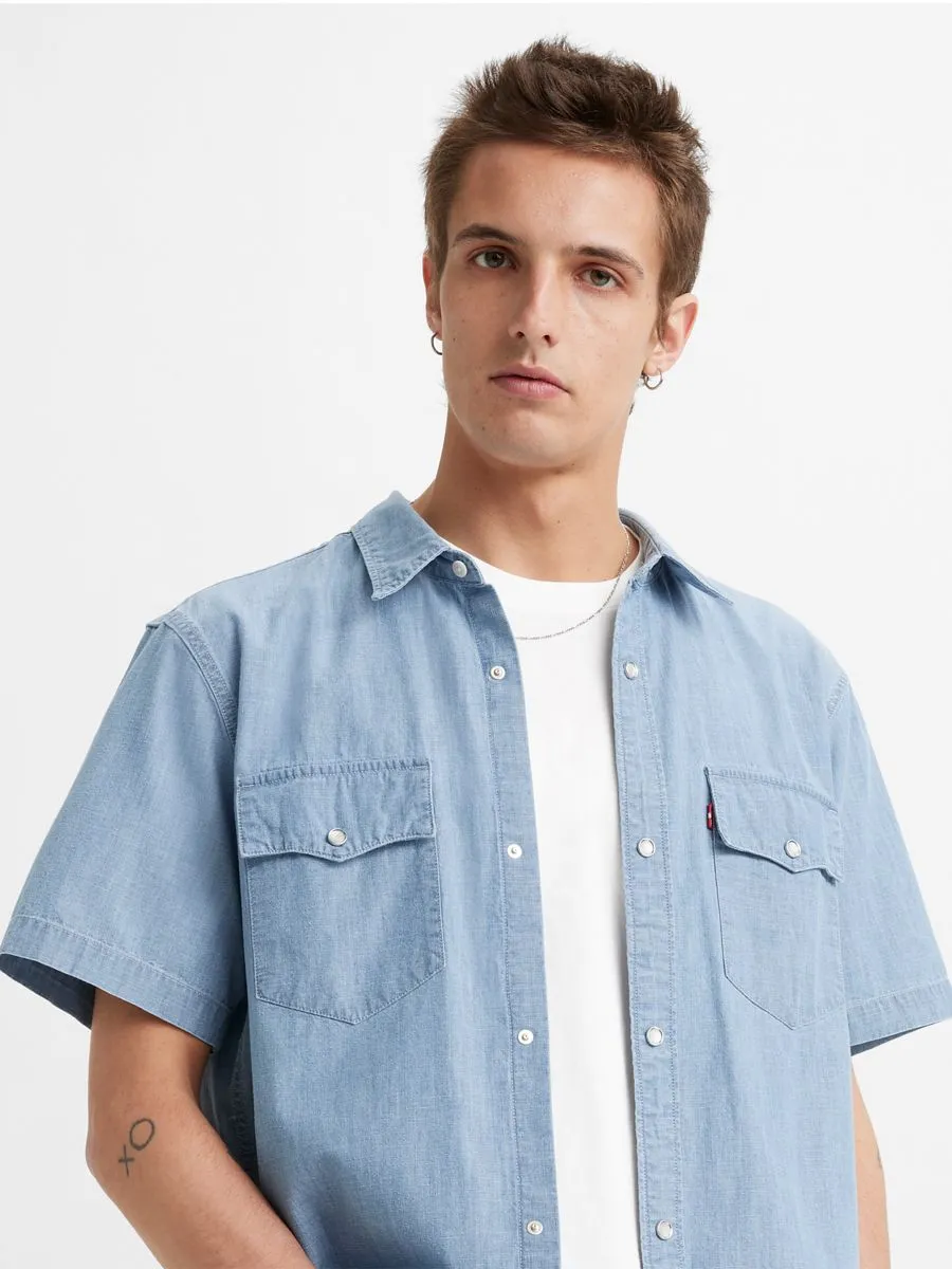 LEVI'S Men's Short Sleeves Relaxed Fit Western Shirt New Hyde Chambray