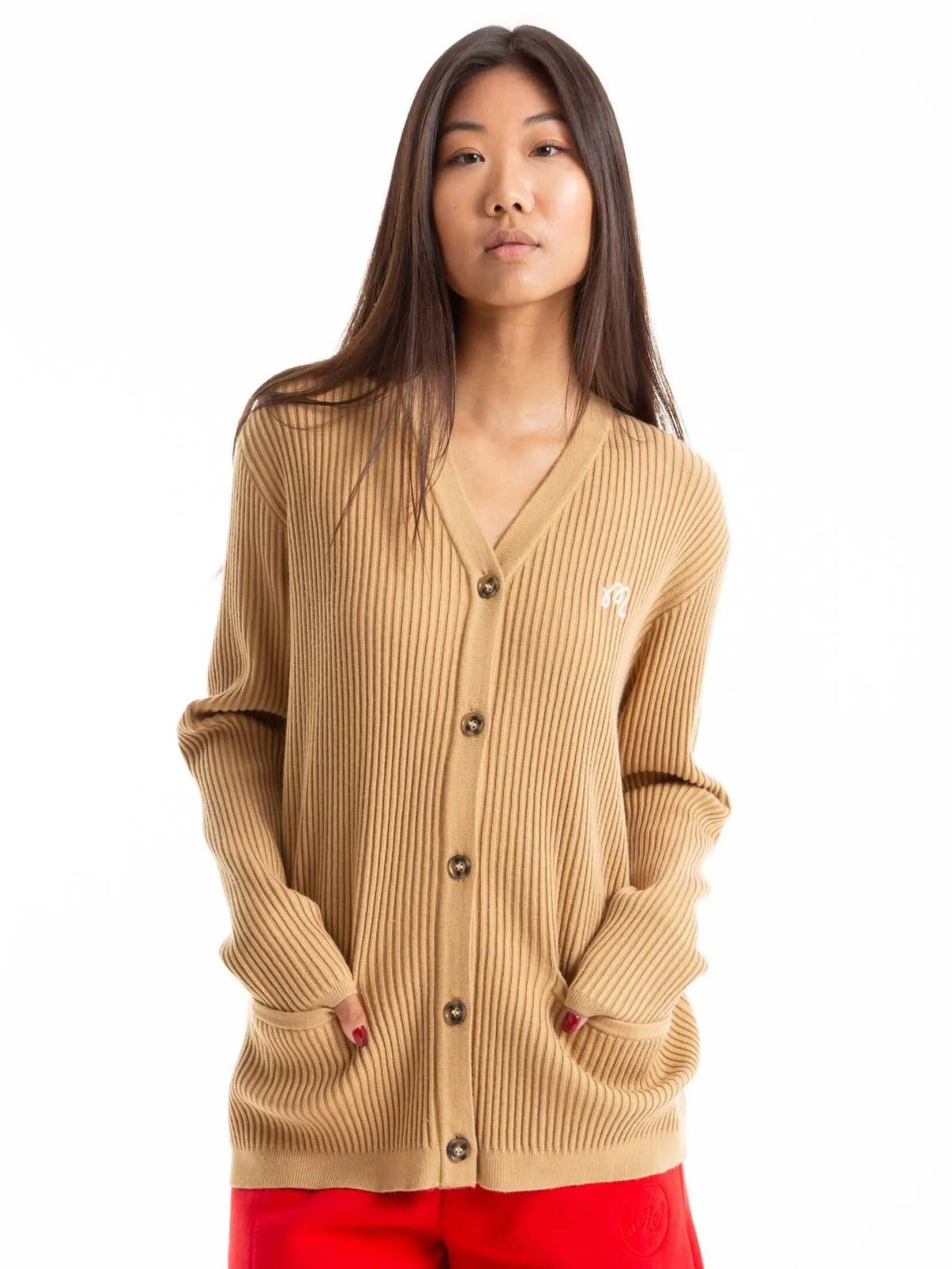 MALBON GOLF ESTHER CARDIGAN  IN CAMEL